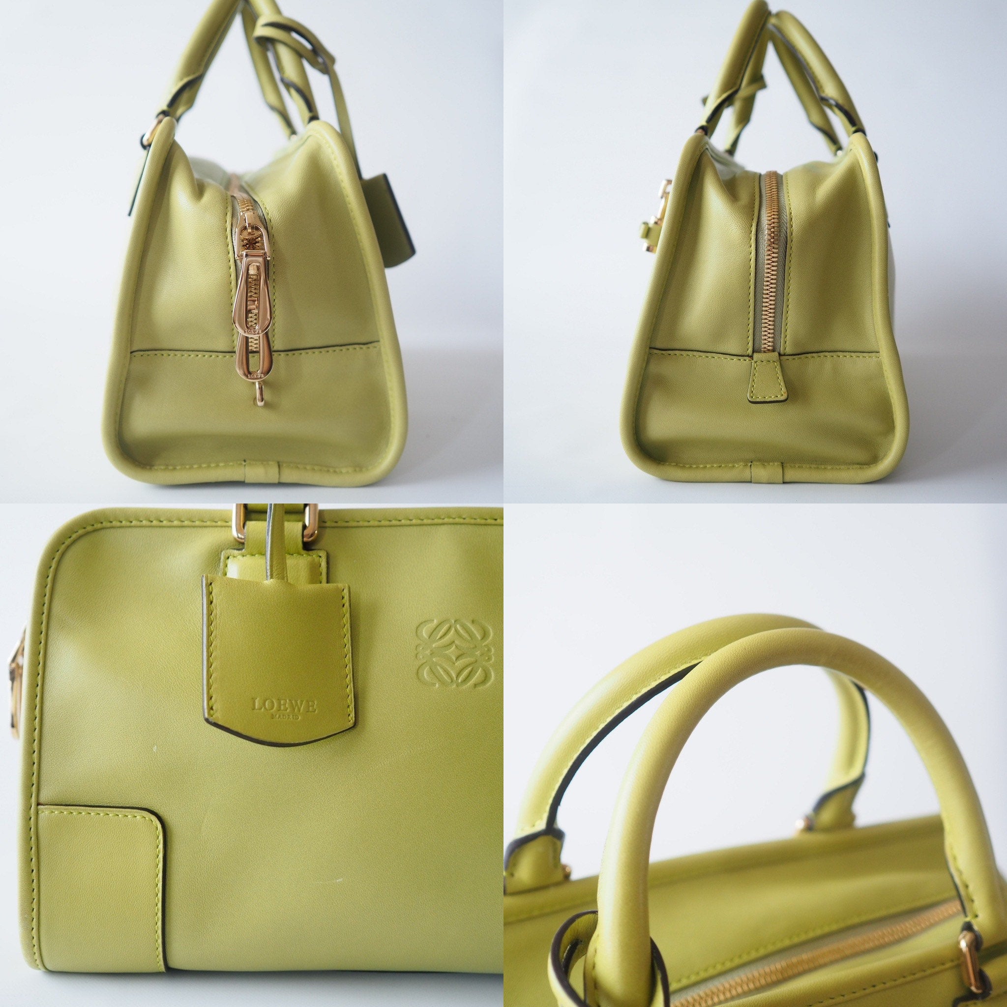 LOEWE Amazona 28 Anagram Hand Mini Boston Bag Leather lime green Authentic