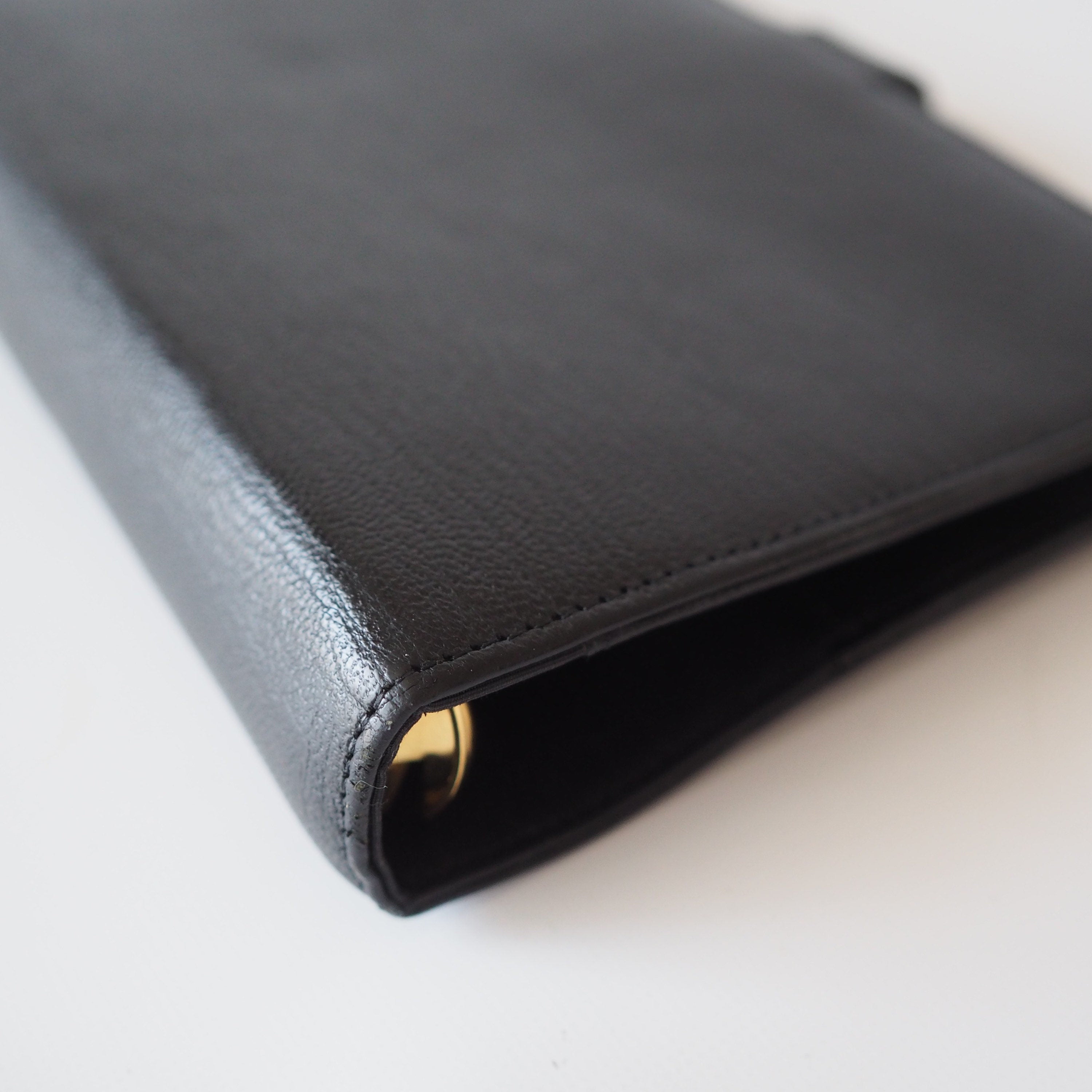 CHANEL CC Logo Caviar skin Leather 6 Ring Agenda Diary Black Vintage