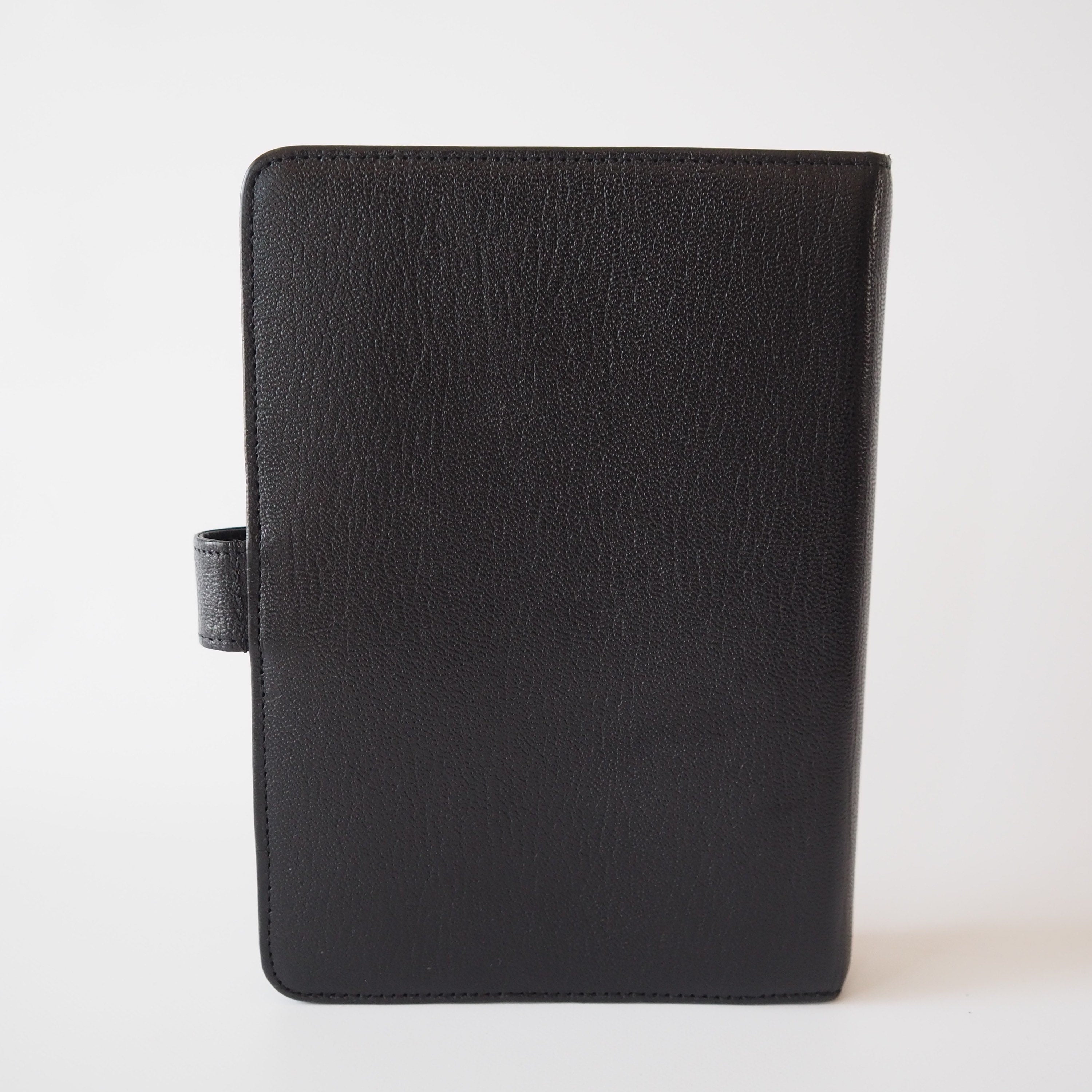 CHANEL CC Logo Caviar skin Leather 6 Ring Agenda Diary Black Vintage