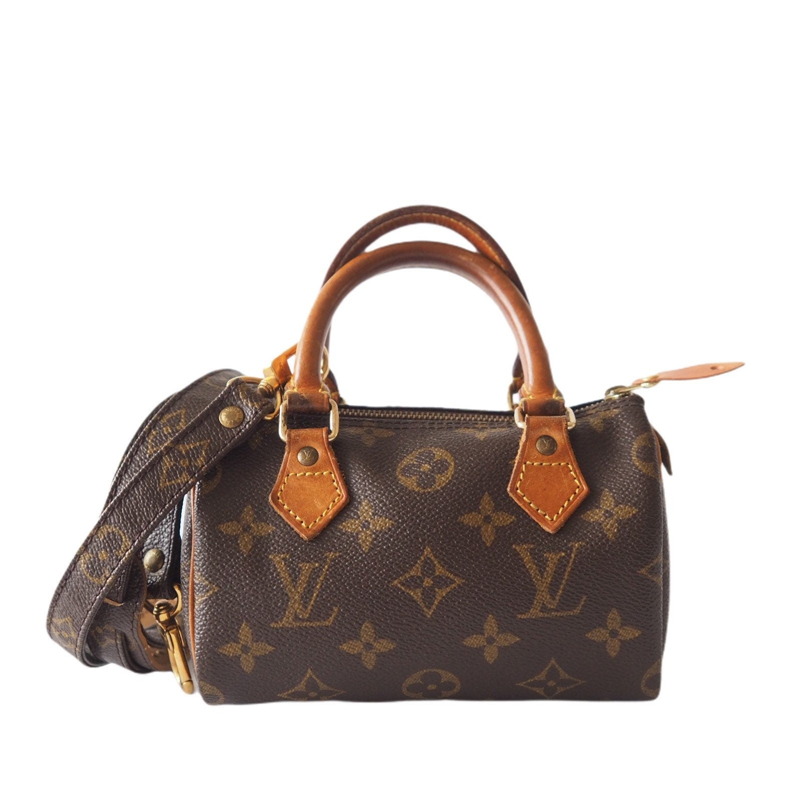 LOUIS VUITTON Monogram Mini Speedy Hand Shoulder Bag M41534 Brown Authentic