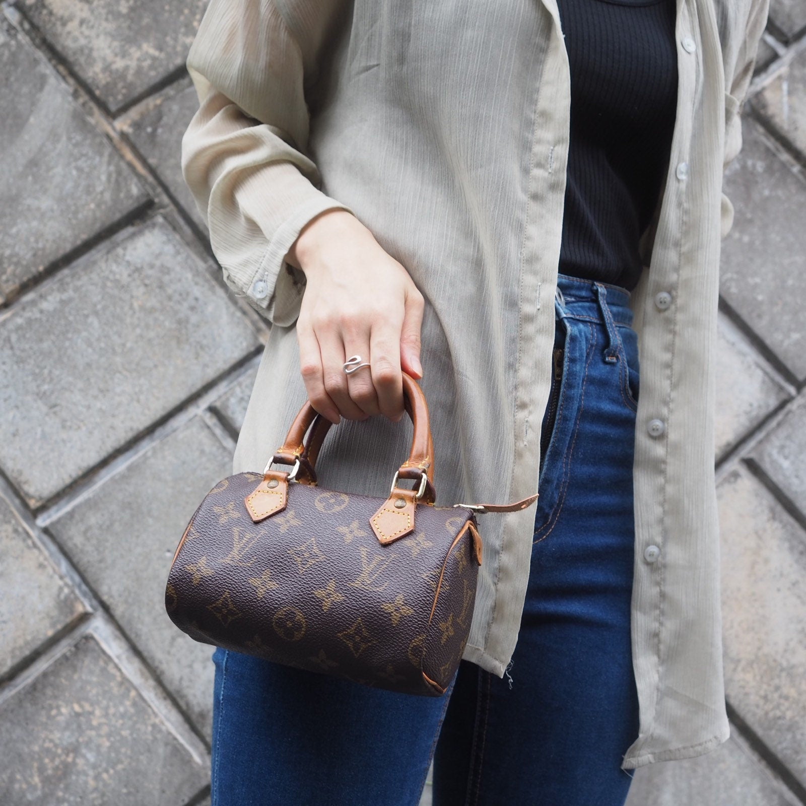 LOUIS VUITTON Monogram Mini Speedy Hand Shoulder Bag M41534 Brown Authentic