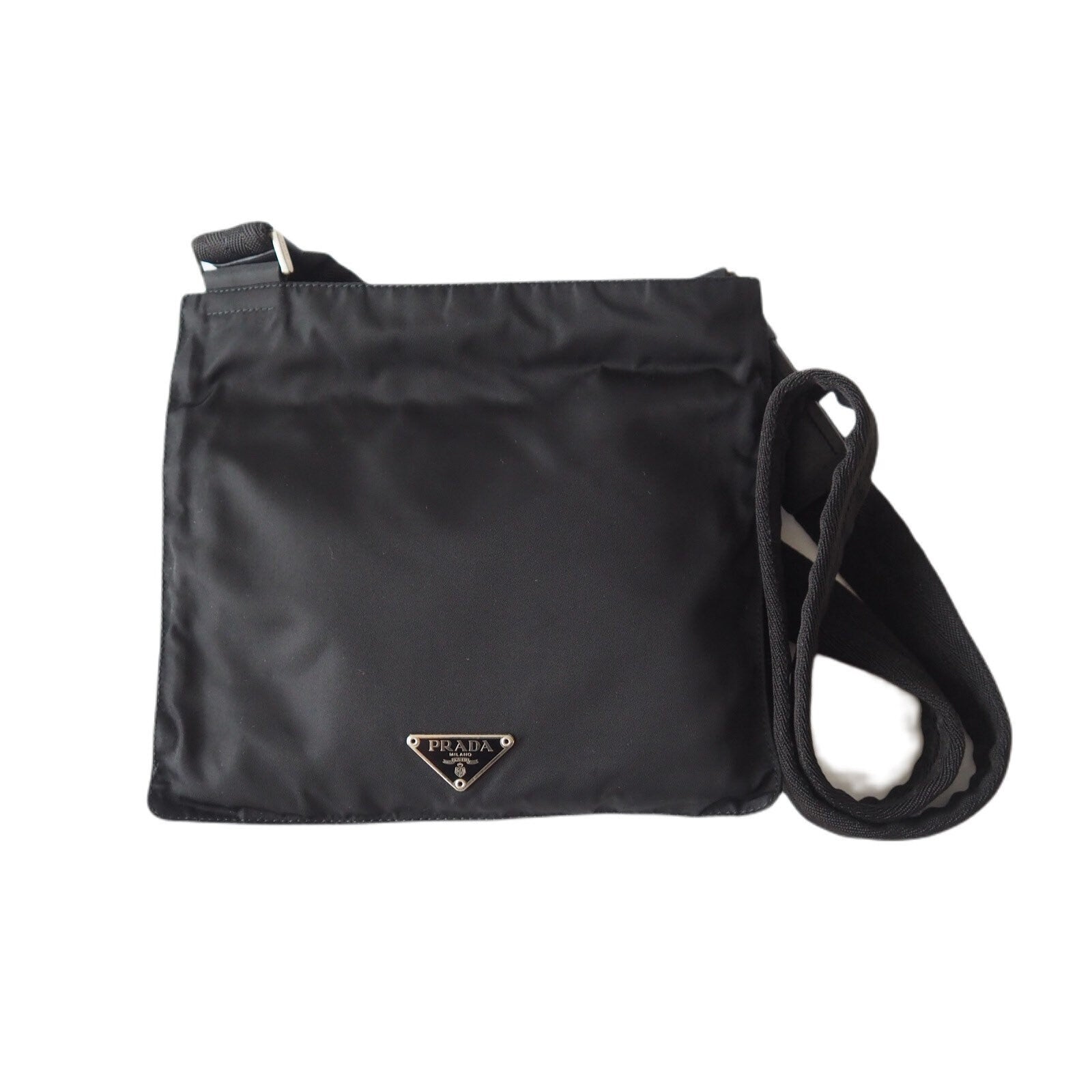 PRADA Nylon Shoulder Bag Sakosh Black Logo Authentic