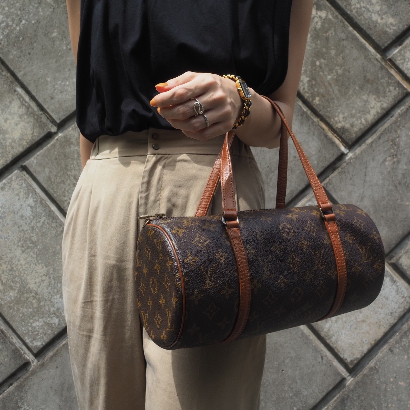 LOUIS VUITTON Monogram Papillon 30 Boston bag M51385 Brown Authentic