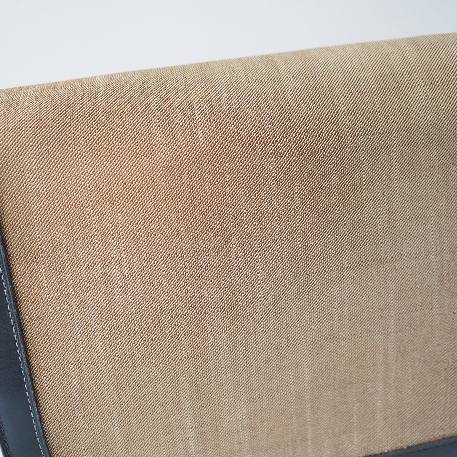 CELINE Sulky Metal parts Flap Shoulder bag Canvas leather Black Beige Authentic