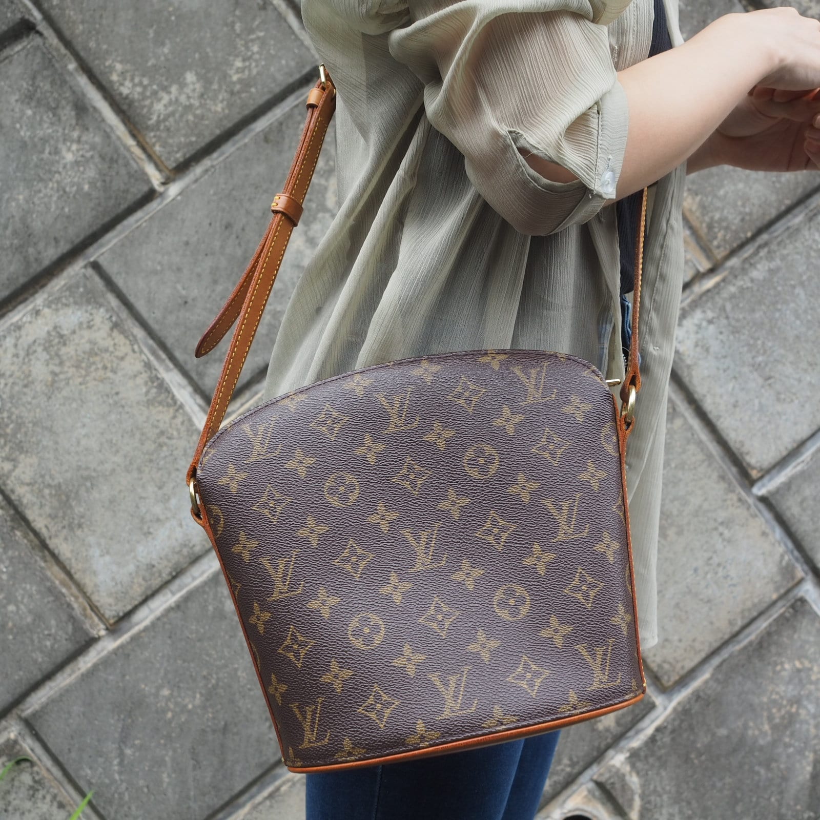 LOUIS VUITTON Monogram Shoulder Bag Drouot M51290 Browns LV Vintage Authentic
