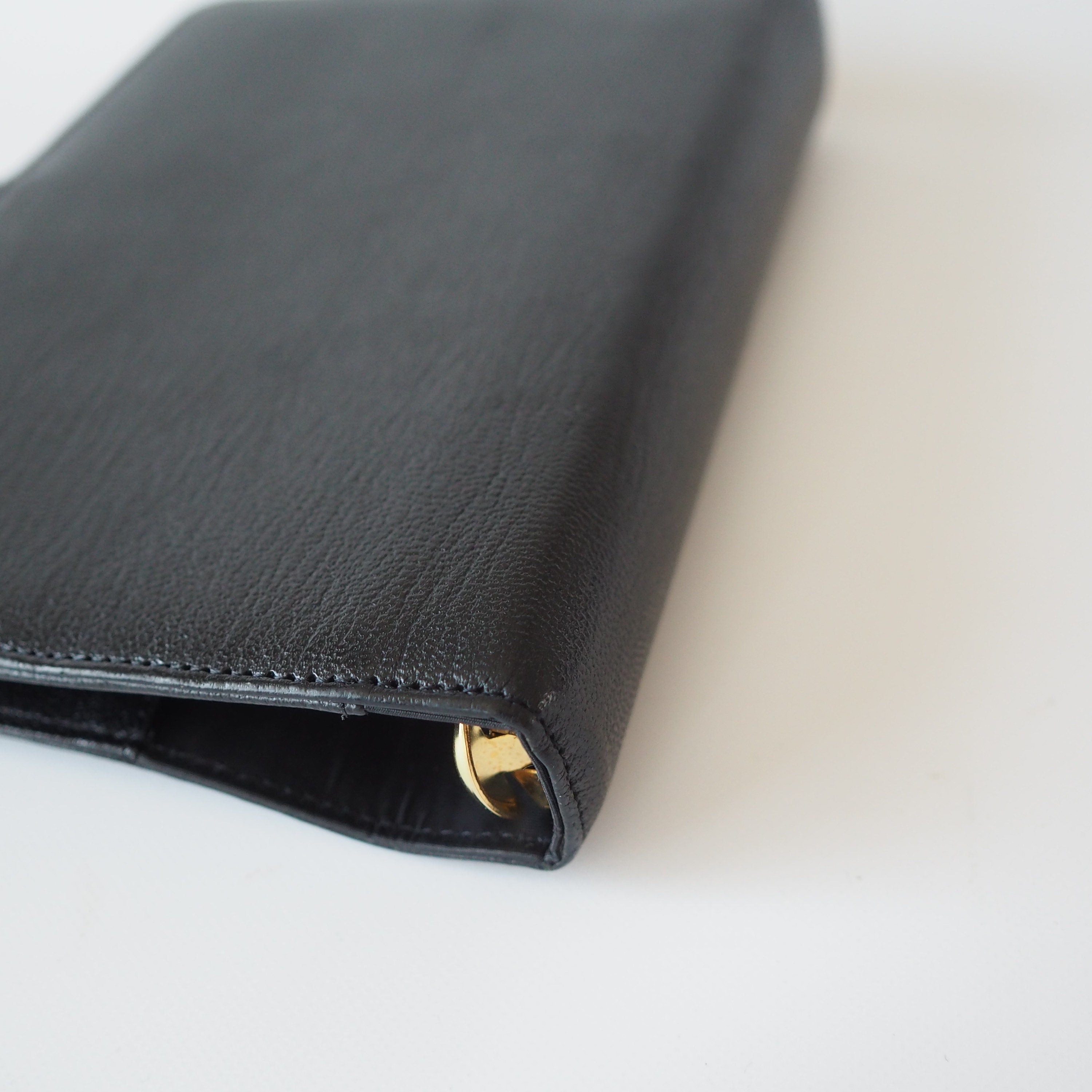 CHANEL CC Logo Caviar skin Leather 6 Ring Agenda Diary Black Vintage