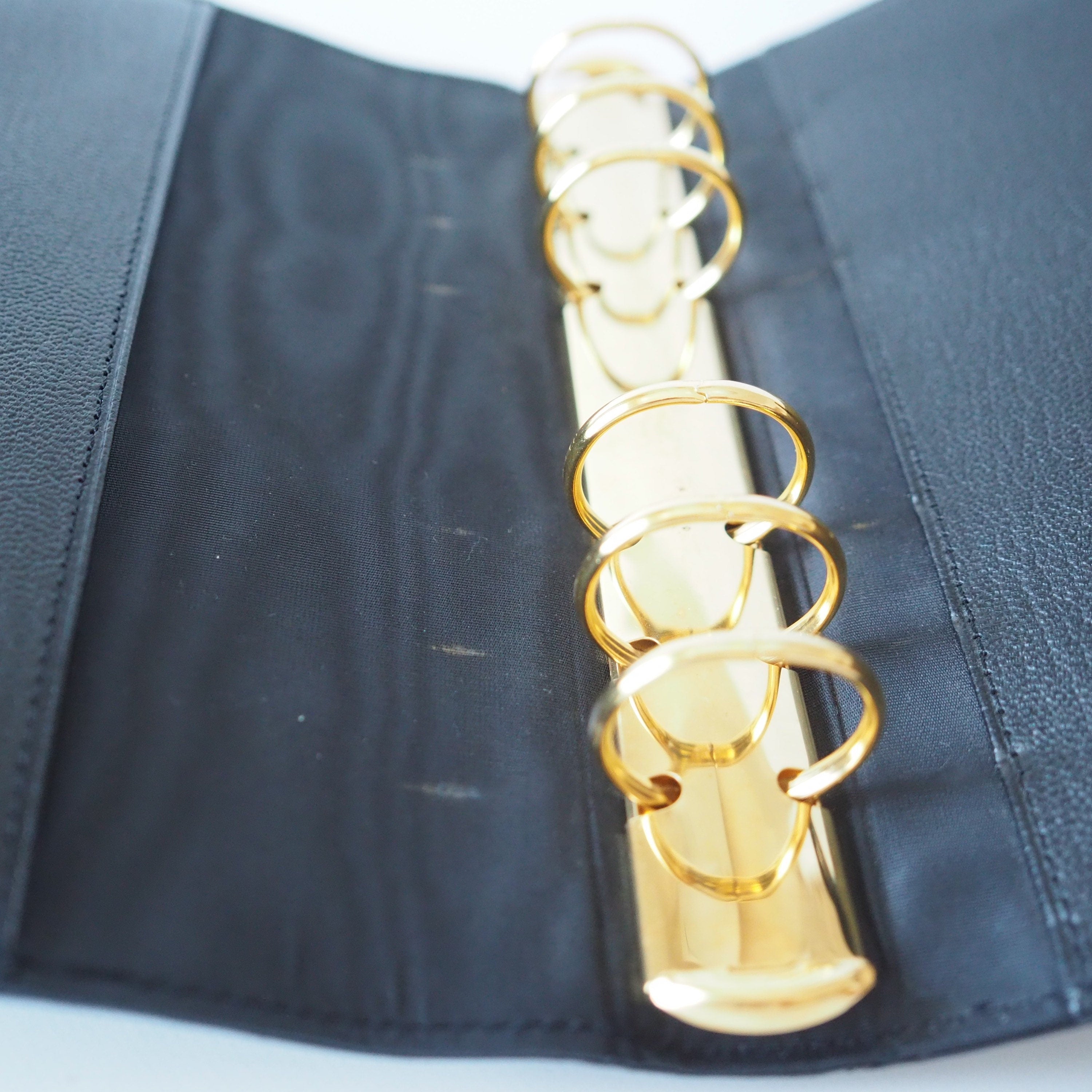 CHANEL CC Logo Caviar skin Leather 6 Ring Agenda Diary Black Vintage