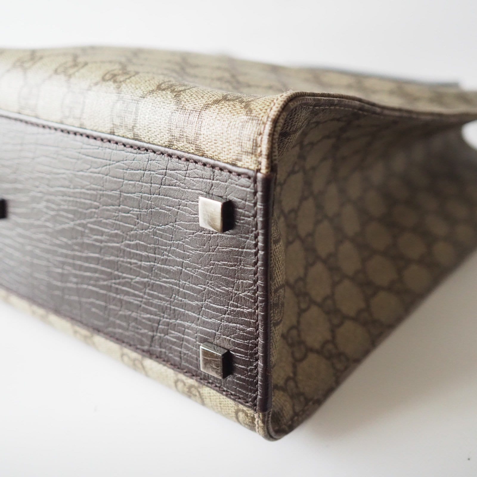 GUCCI GG Tote Hand Bag Leather PVC Authentic