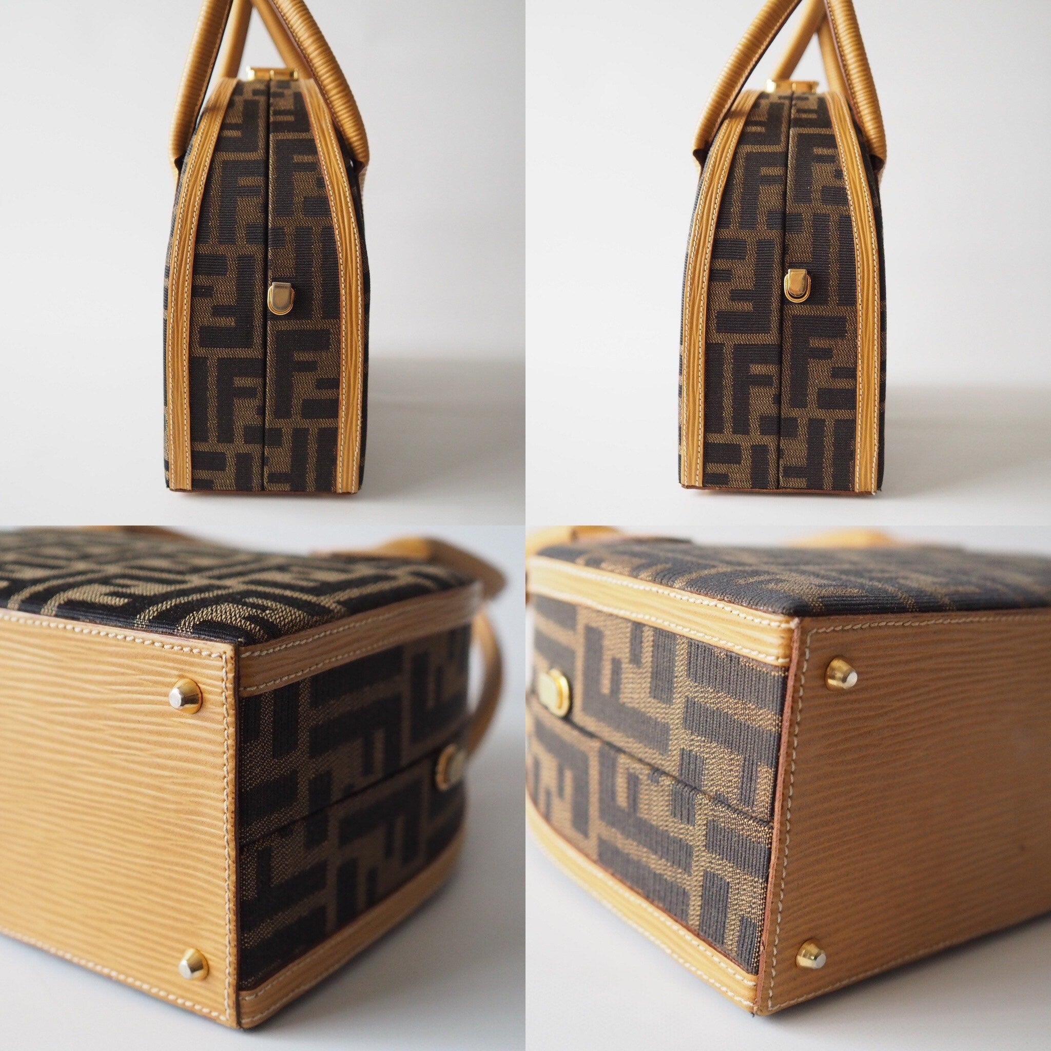 FENDI ZUCCA Hand Bag Brown Authentic