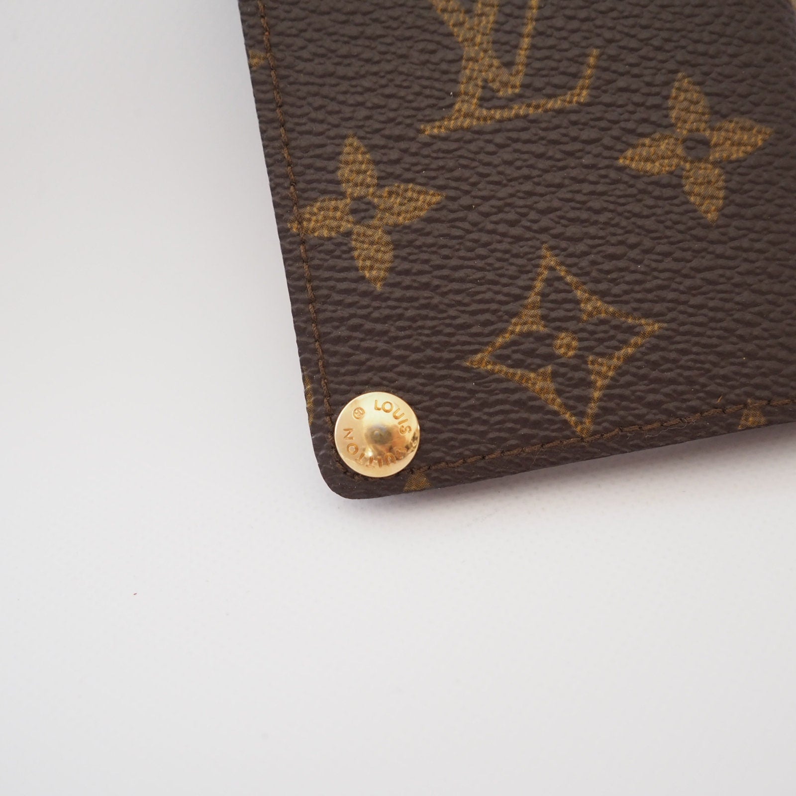 LOUIS VUITTON Monogram Porte Cartes Credit Pression Card Case vintage Authentic