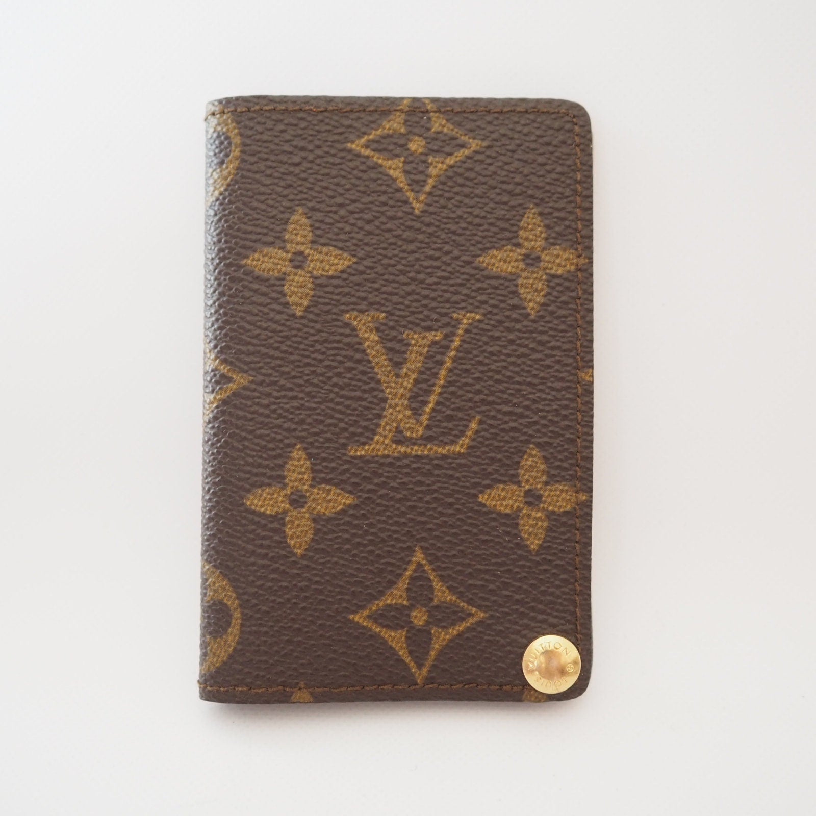 LOUIS VUITTON Monogram Porte Cartes Credit Pression Card Case vintage Authentic