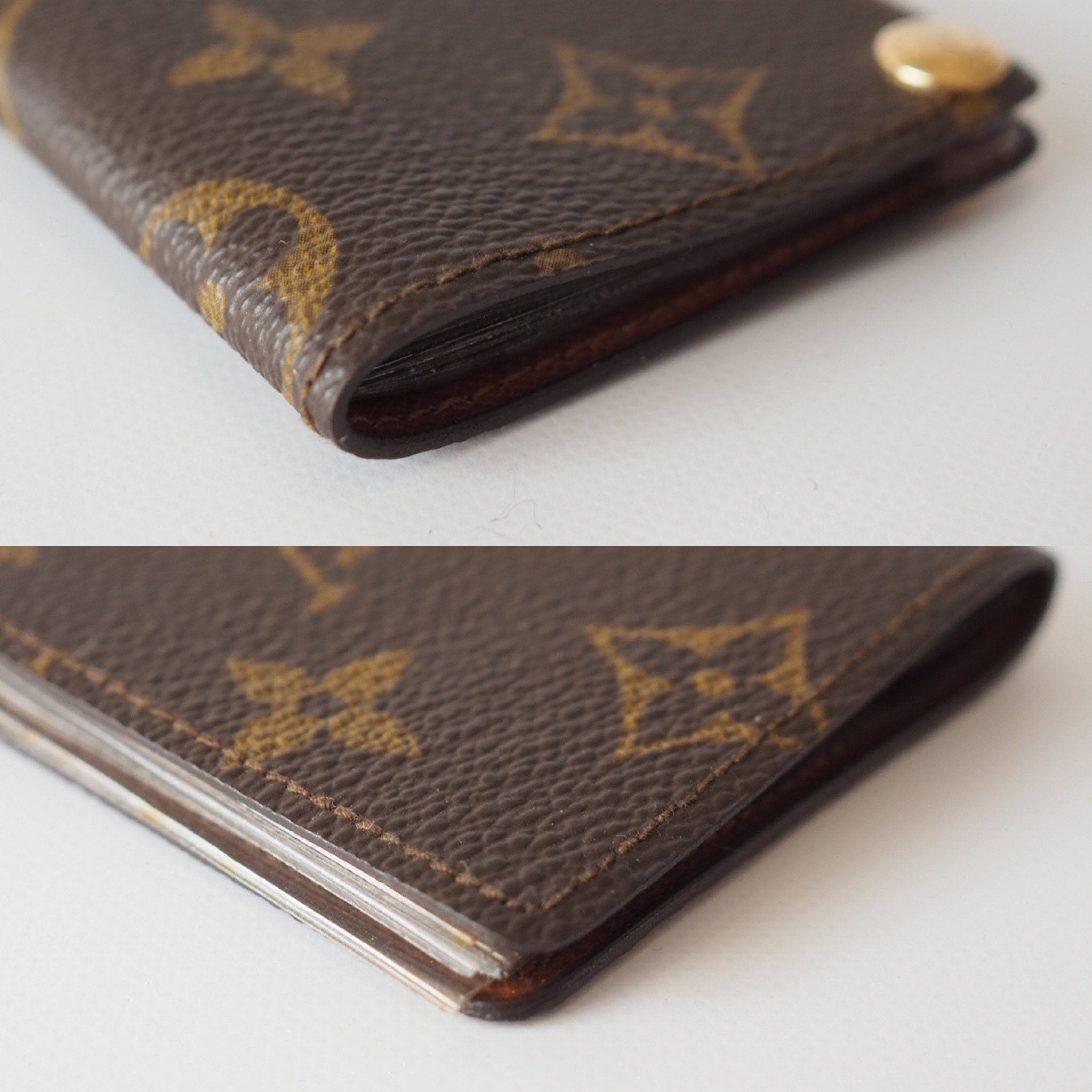 LOUIS VUITTON Monogram Porte Cartes Credit Pression Card Case vintage Authentic