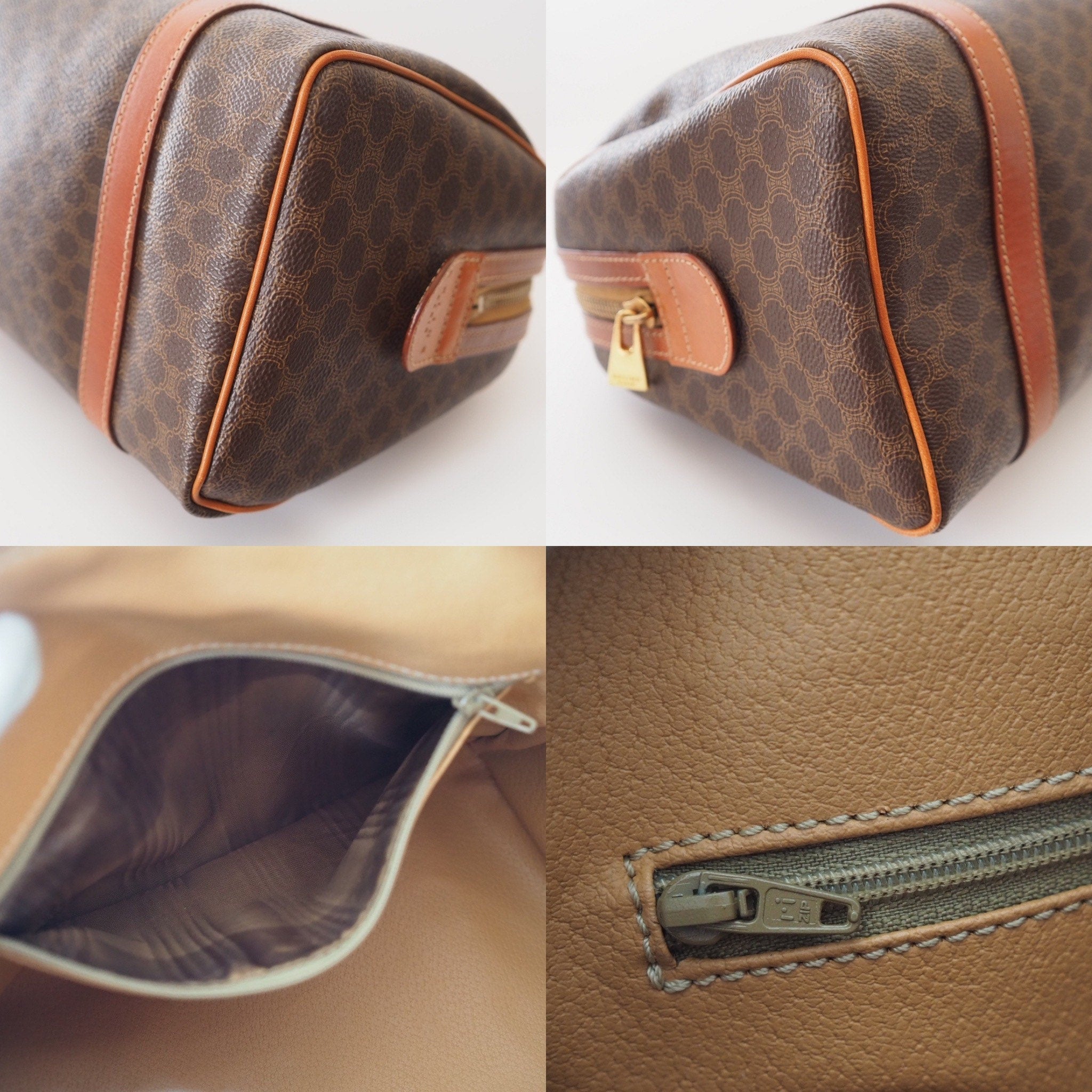 CELINE Macadam Hand Mini Boston Bag Brown Vintage Authentic