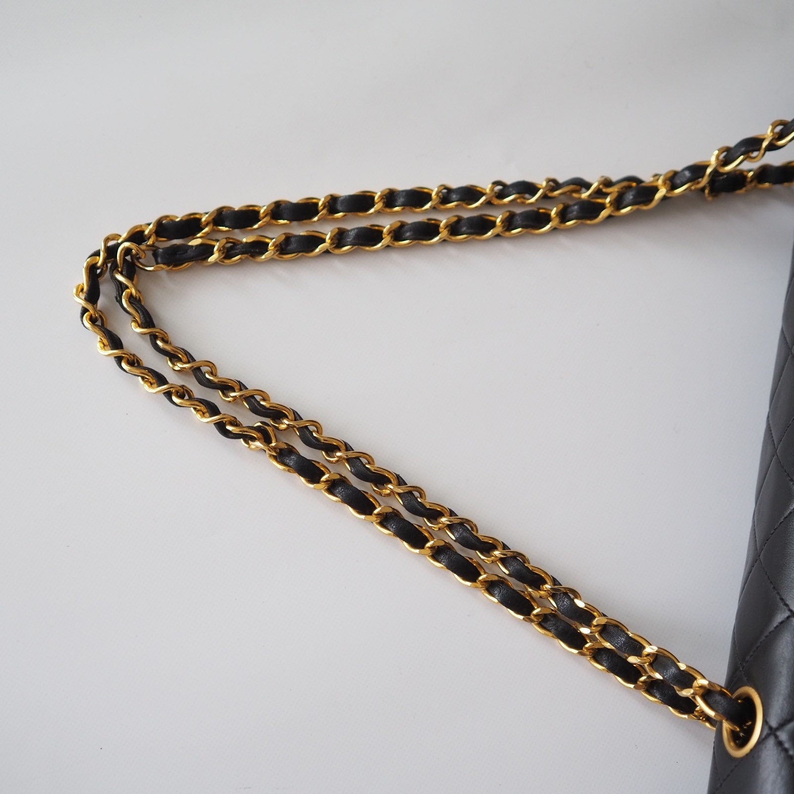 CHANEL Matelasse Quilted CC Logo Double Chain Shoulder Bag With pouch Black Authentic