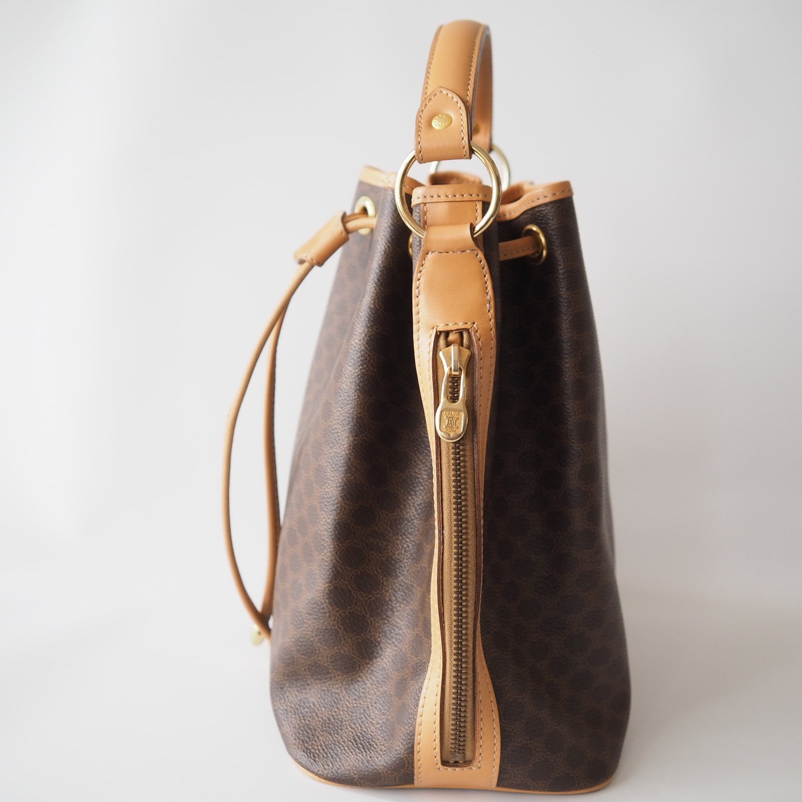 Celine Monogram Macadam Hand drawstring bag Authentic