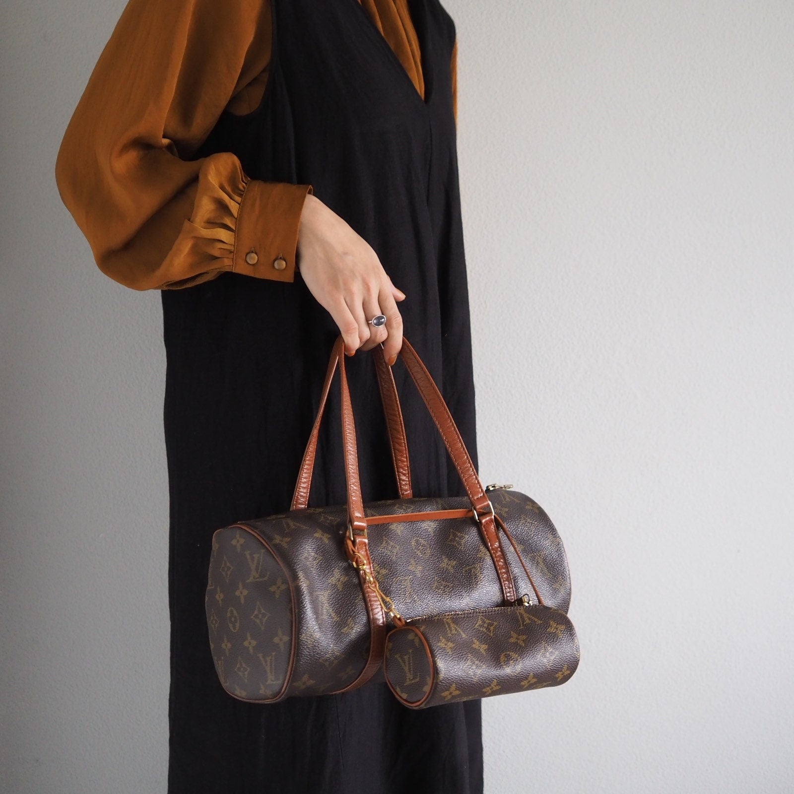 LOUIS VUITTON Monogram Papillon 30 Hand Shoulder Bag M51365 With pouch Authentic