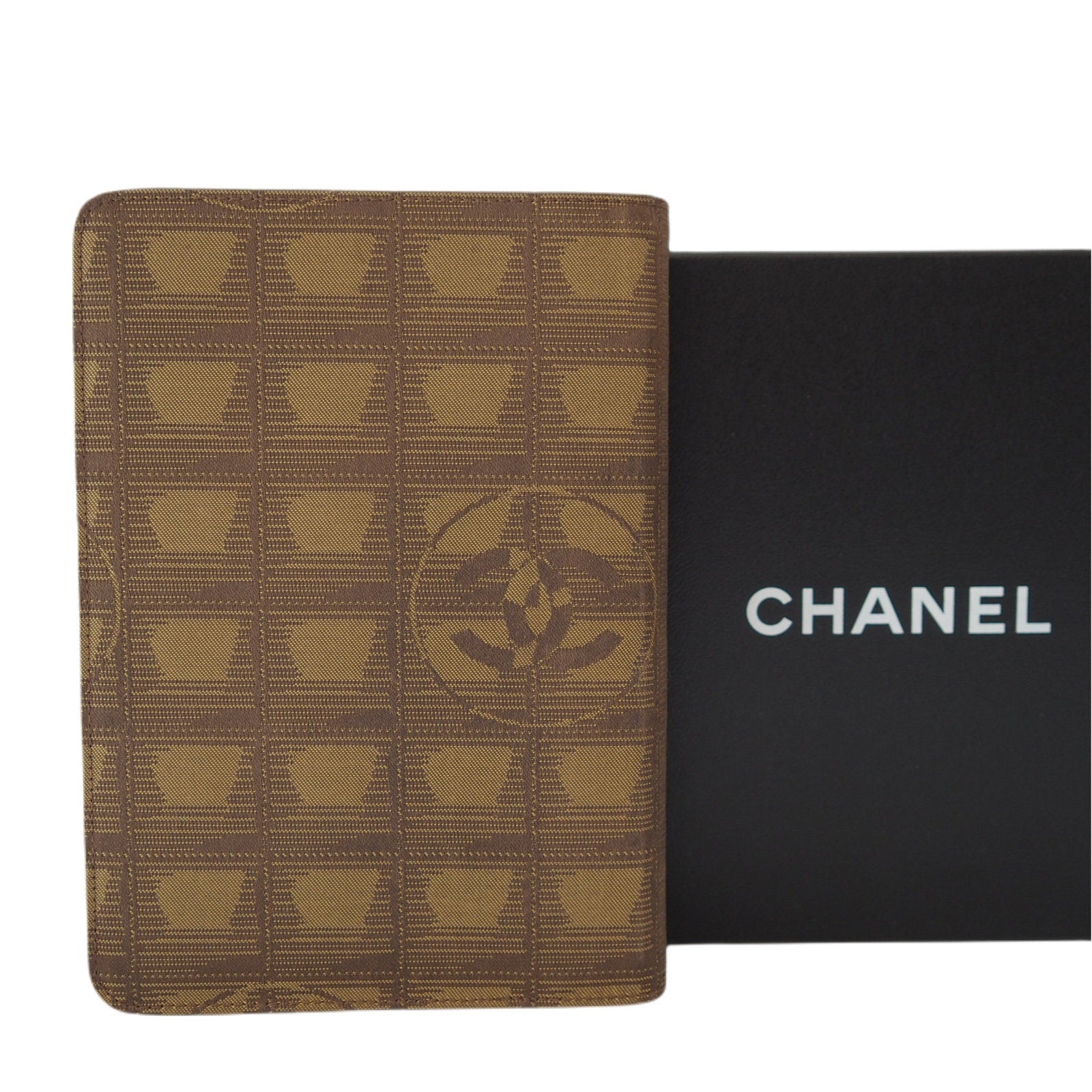CHANEL CC New Travel Line Agenda Cover Brown Nylon 6 Ring Diary Vintage