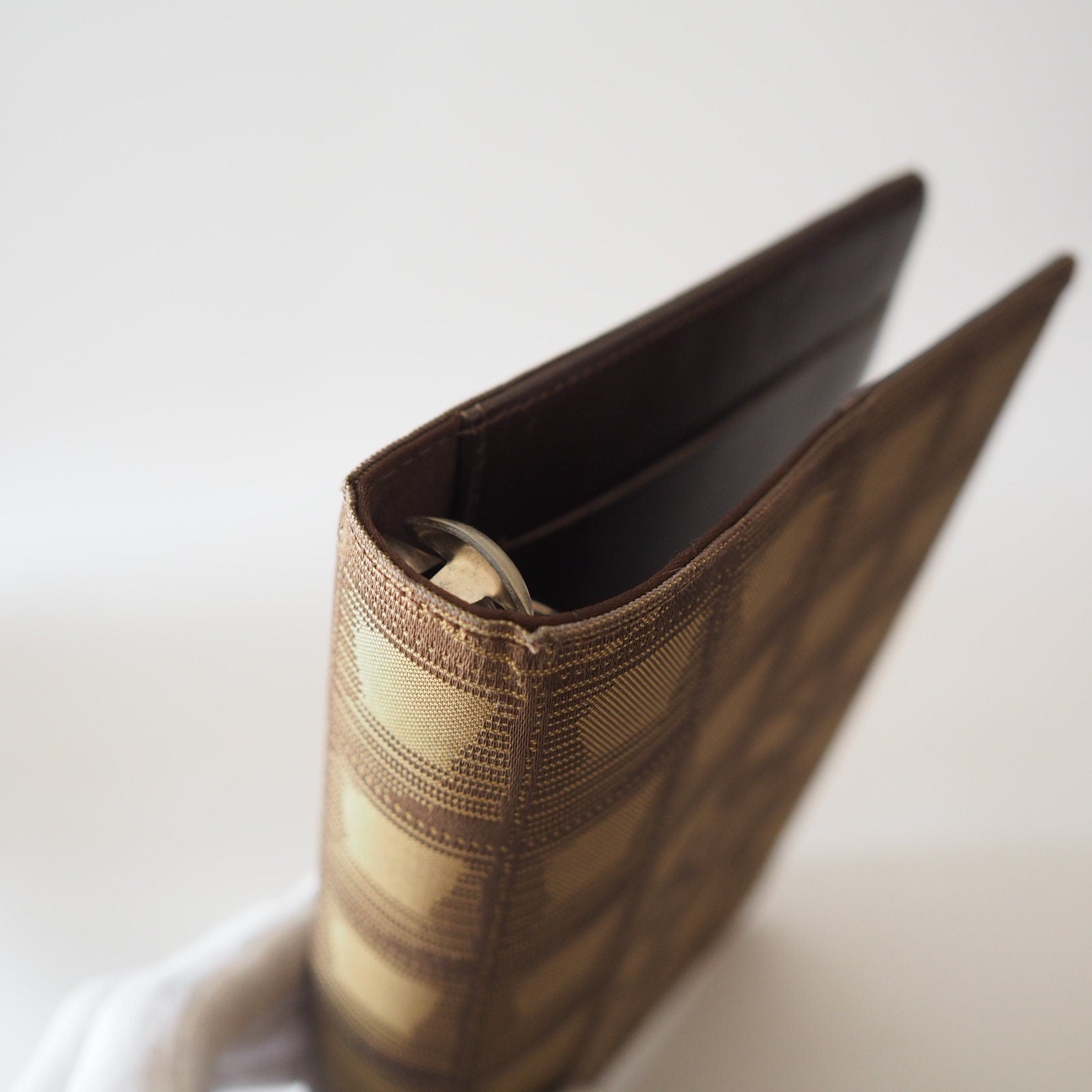 CHANEL CC New Travel Line Agenda Cover Brown Nylon 6 Ring Diary Vintage