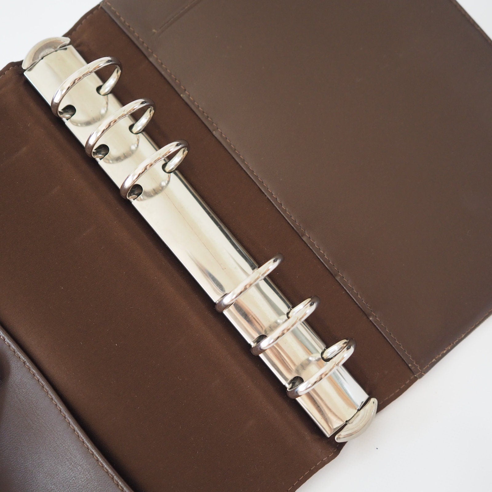 CHANEL CC New Travel Line Agenda Cover Brown Nylon 6 Ring Diary Vintage