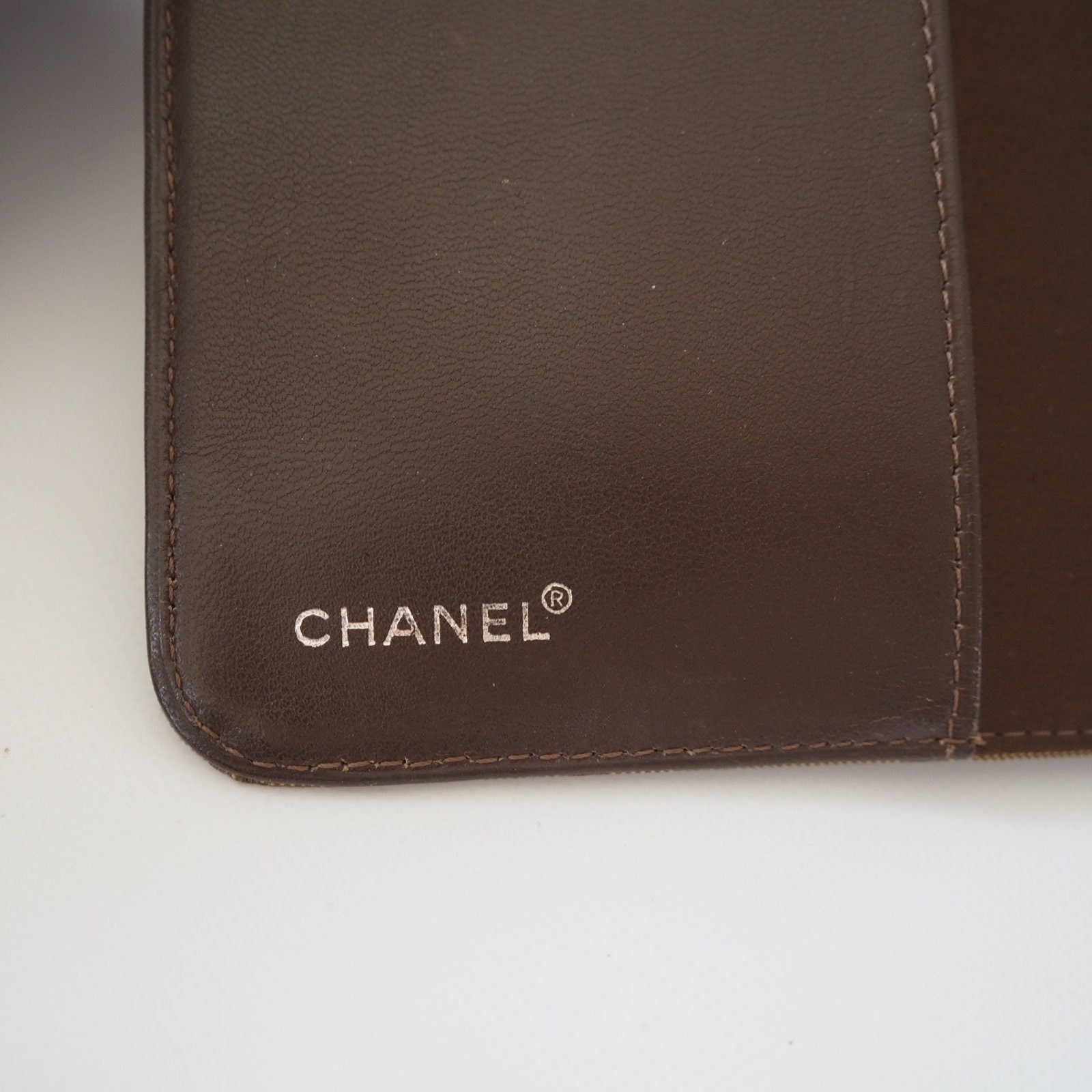 CHANEL CC New Travel Line Agenda Cover Brown Nylon 6 Ring Diary Vintage