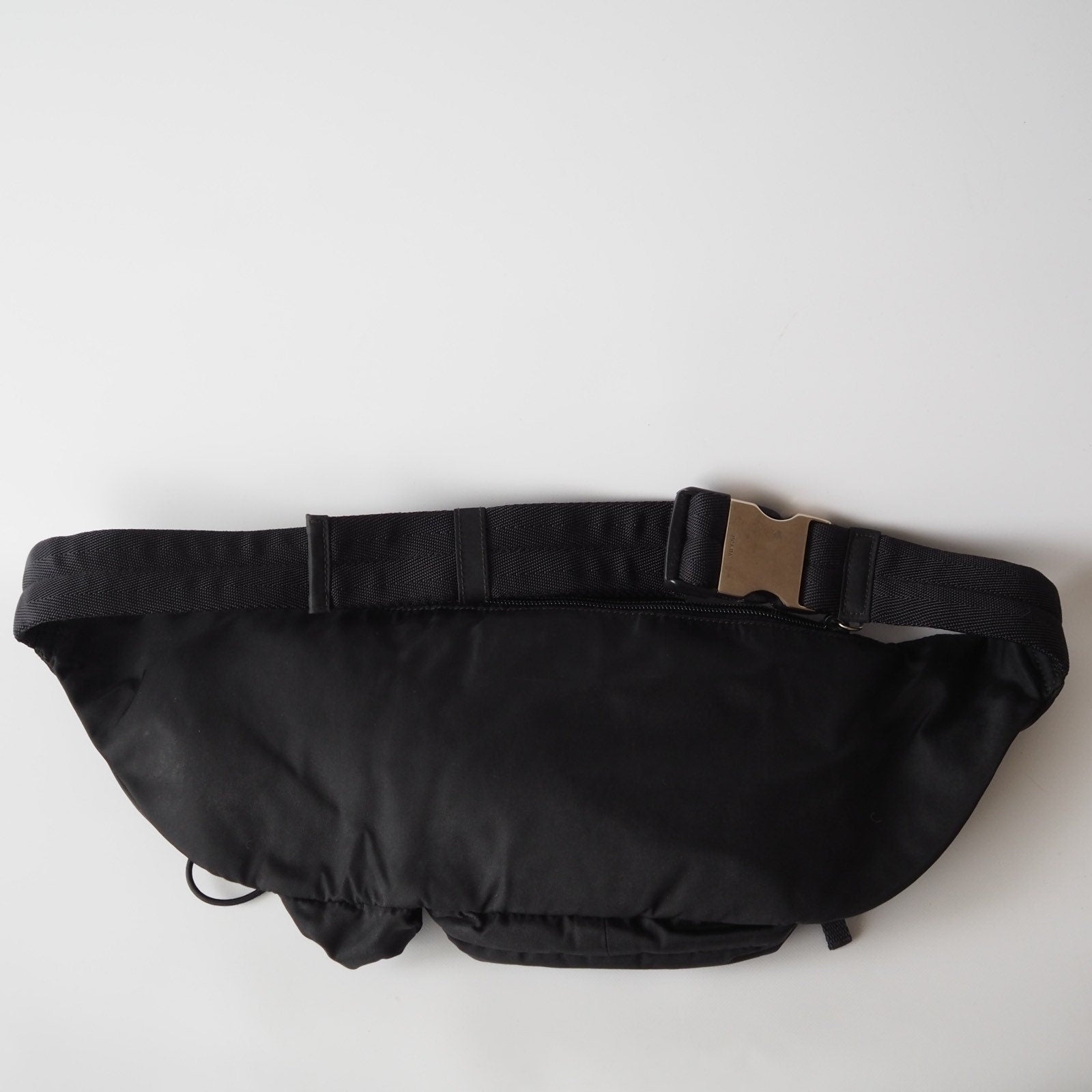 PRADA Nylon Body Bag Waist Pouch Black Logo Purse Authentic