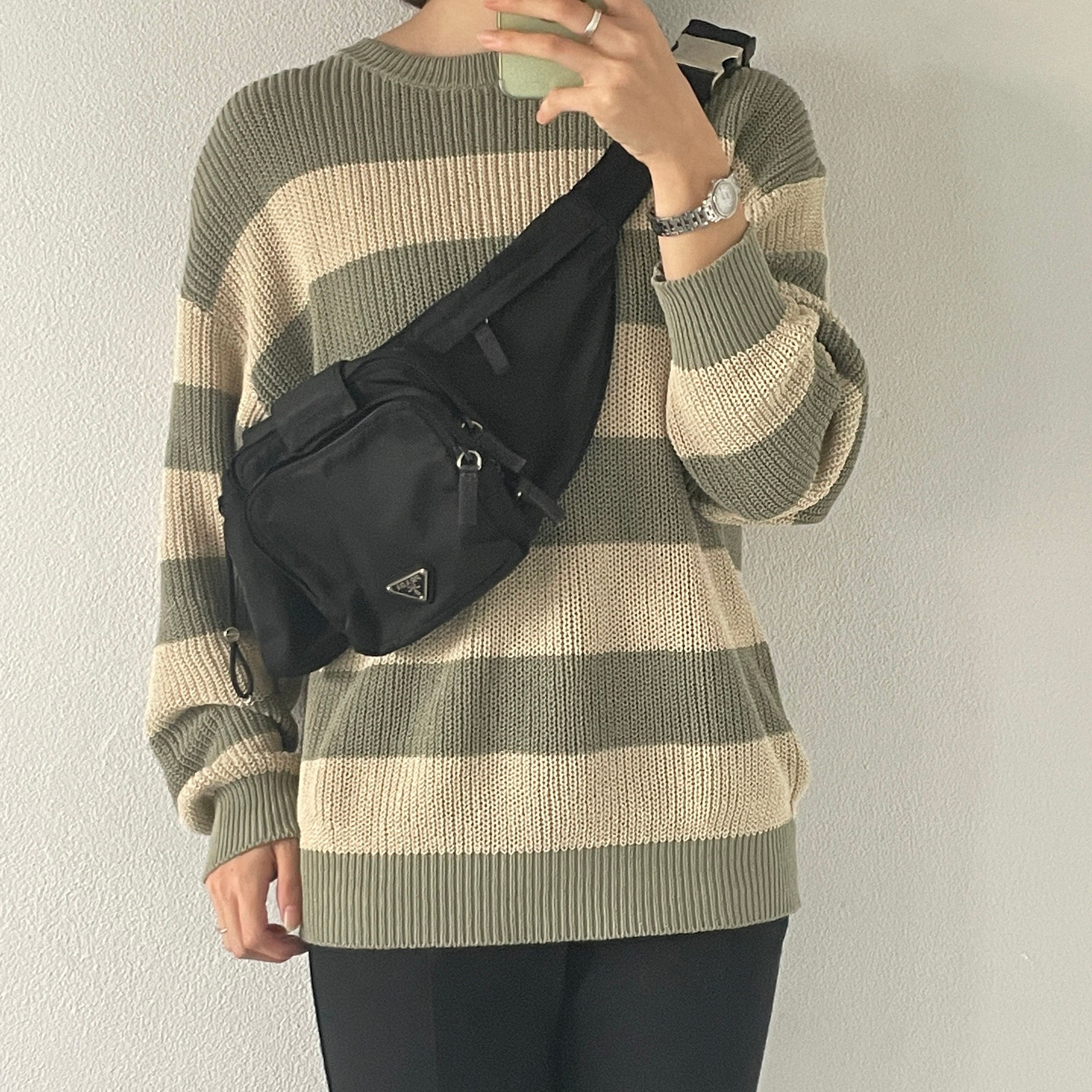 PRADA Nylon Body Bag Waist Pouch Black Logo Purse Authentic