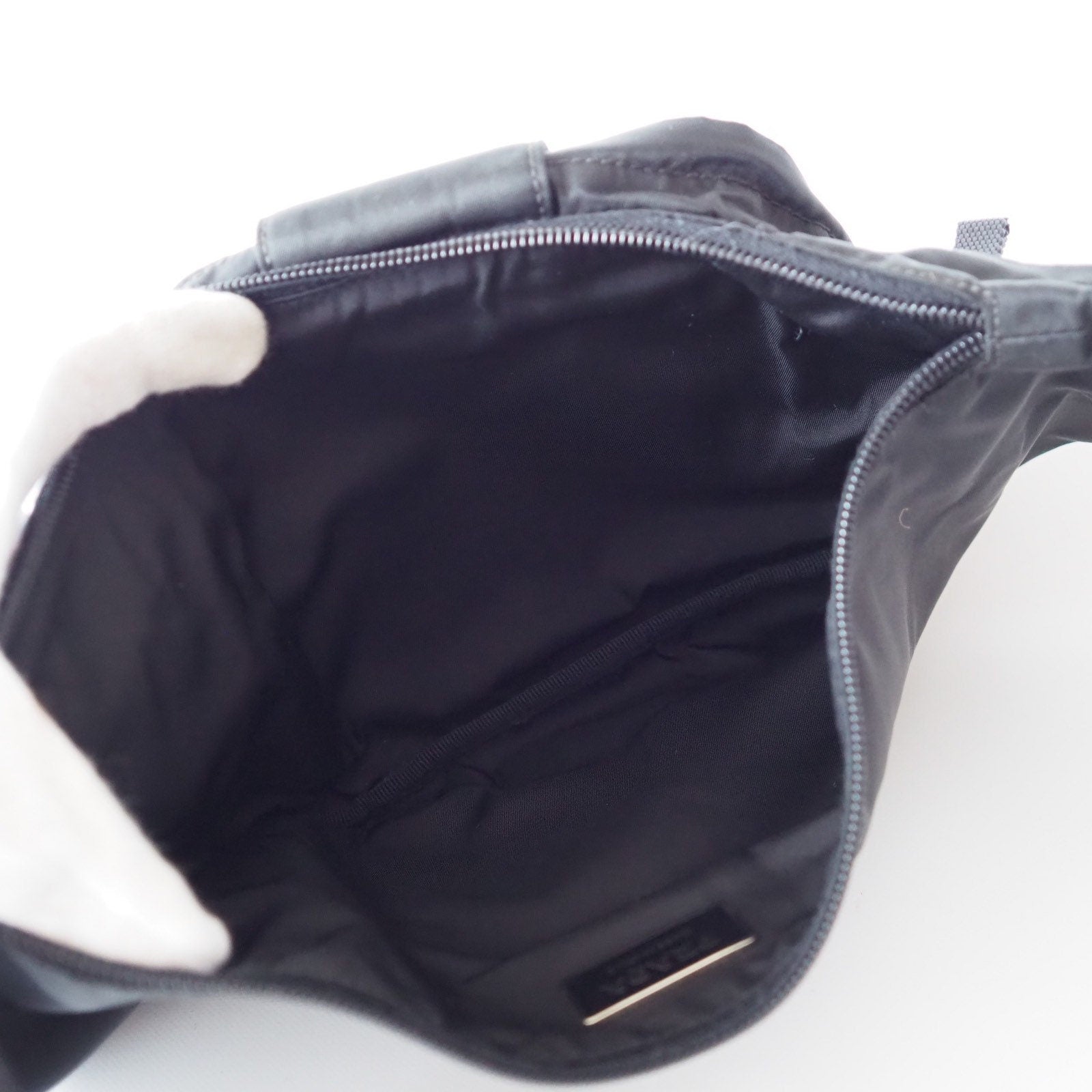 PRADA Nylon Body Bag Waist Pouch Black Logo Purse Authentic