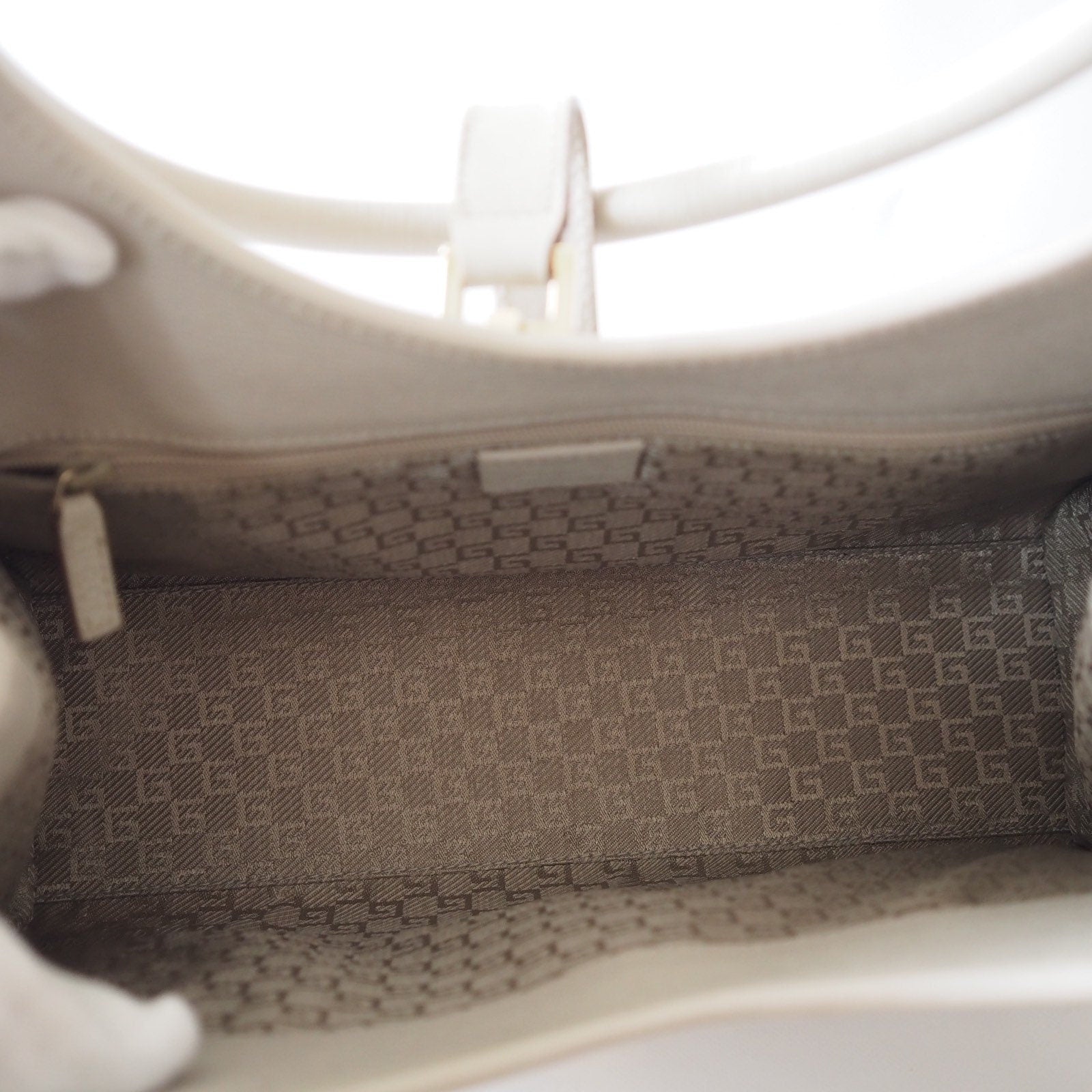 GUCCI Jackie Leather Shoulder Bag Beige Authentic