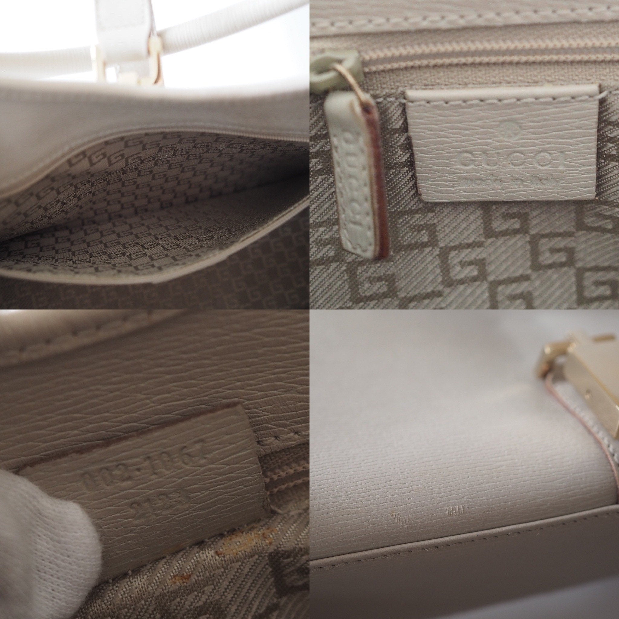 GUCCI Jackie Leather Shoulder Bag Beige Authentic