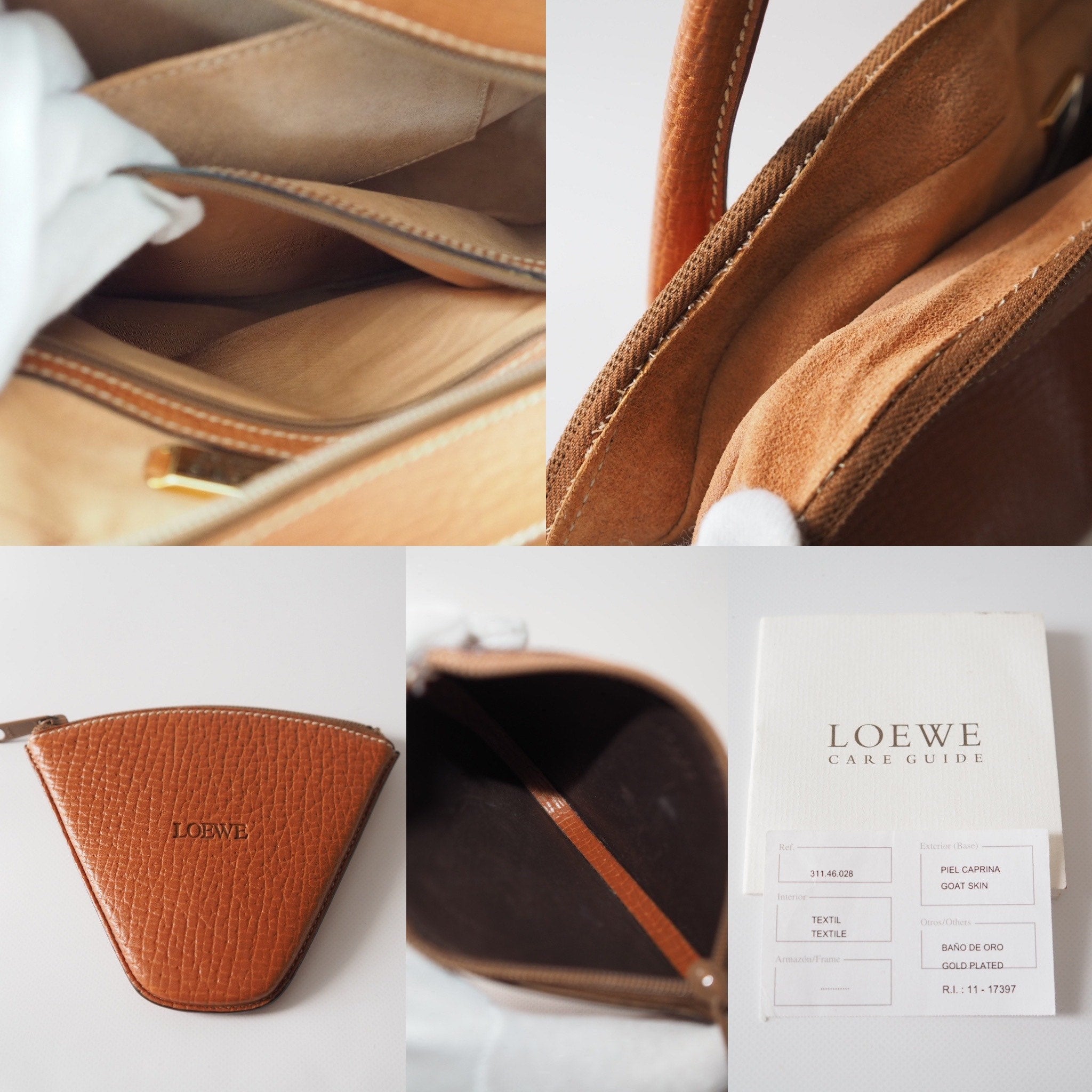 LOEWE Shoulder Bag Leather Brown With Pouch Vintage Authentic