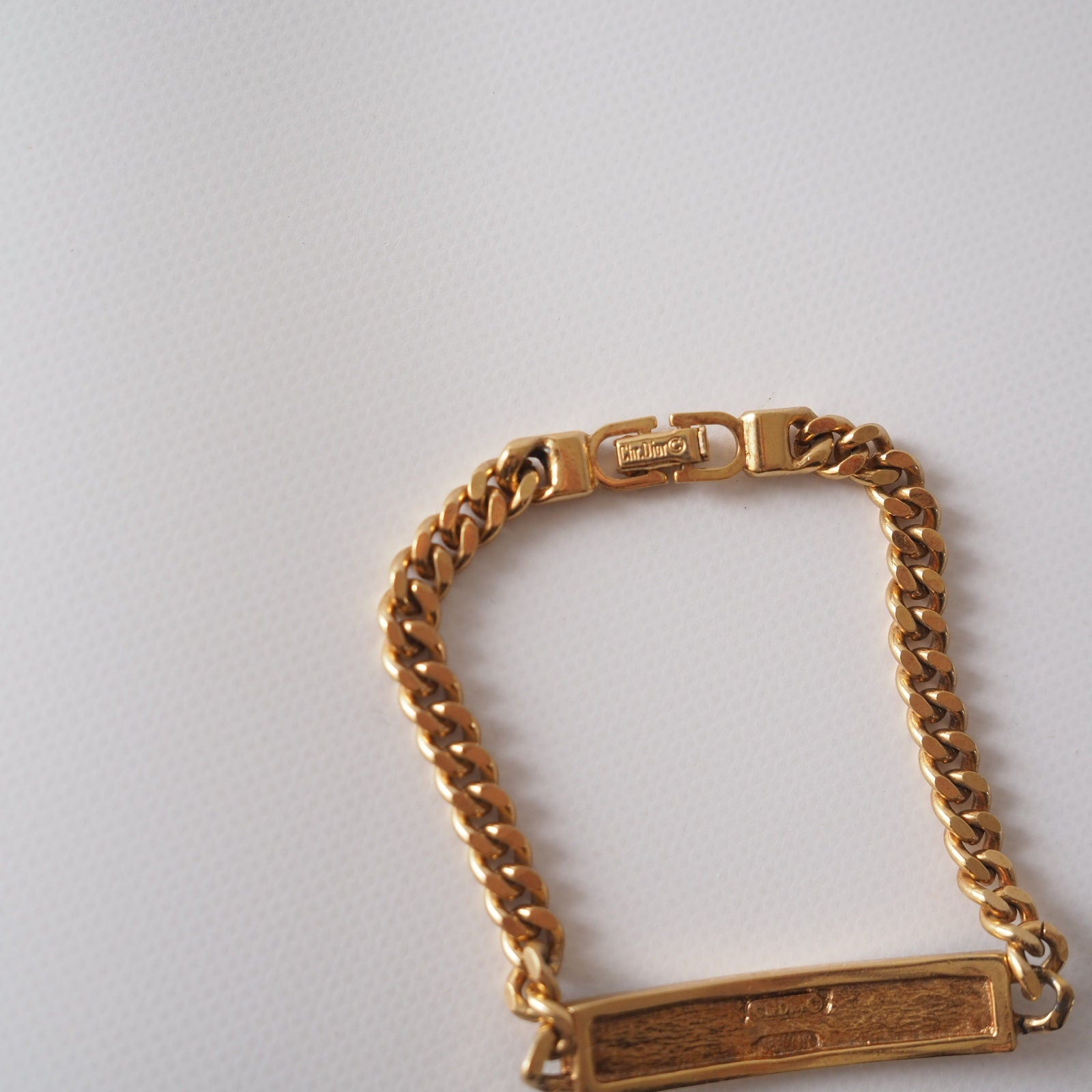 Christian Dior Bracelet CD Logo Vintage Metal Gold Authentic