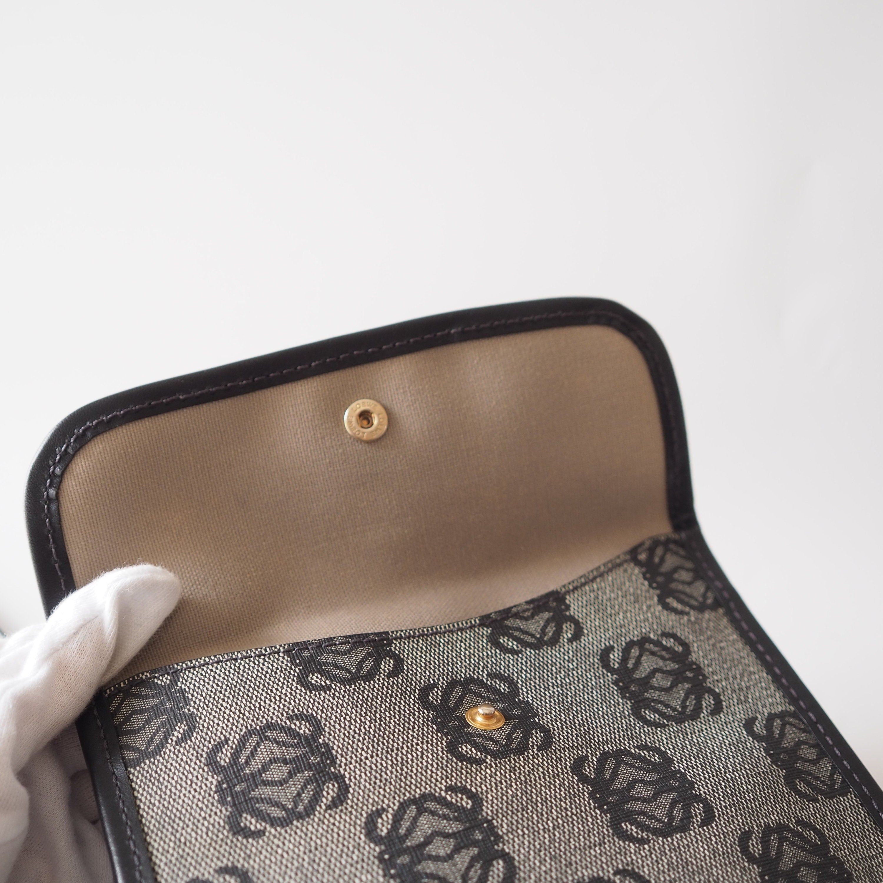 LOEWE Anagram Shoulder Bag Pouch PVC Leather Vintage Authentic