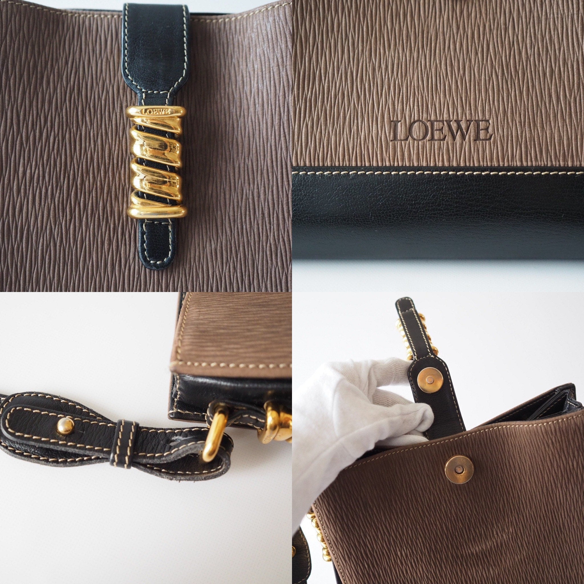 LOEWE VELAZQUEZ Twist Shoulder Bag Brown Authentic