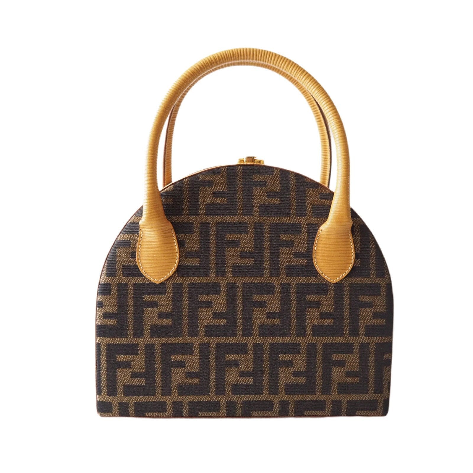 FENDI ZUCCA Hand Bag Brown Authentic