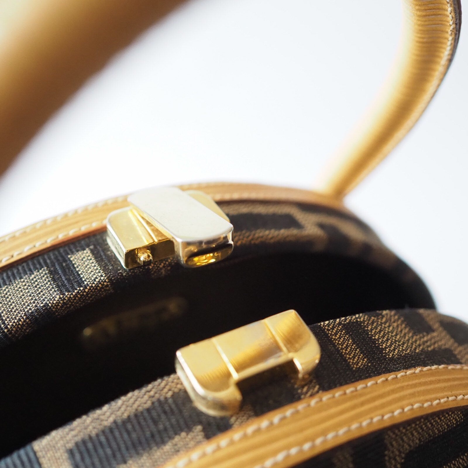 FENDI ZUCCA Hand Bag Brown Authentic