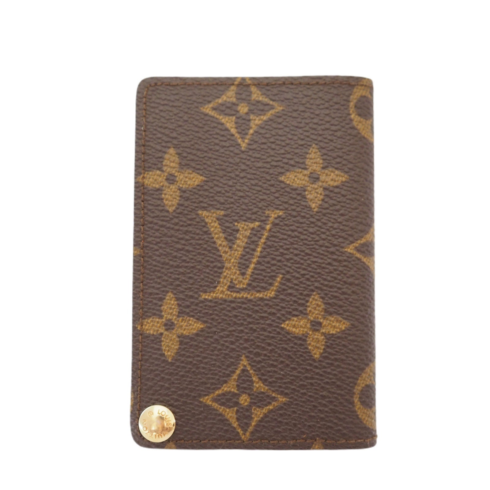 LOUIS VUITTON Monogram Porte Cartes Credit Pression Card Case vintage Authentic