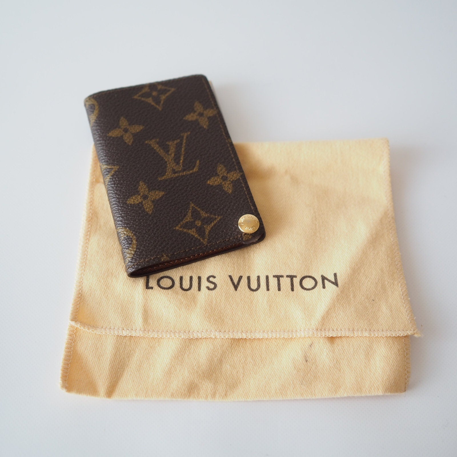 LOUIS VUITTON Monogram Porte Cartes Credit Pression Card Case vintage Authentic
