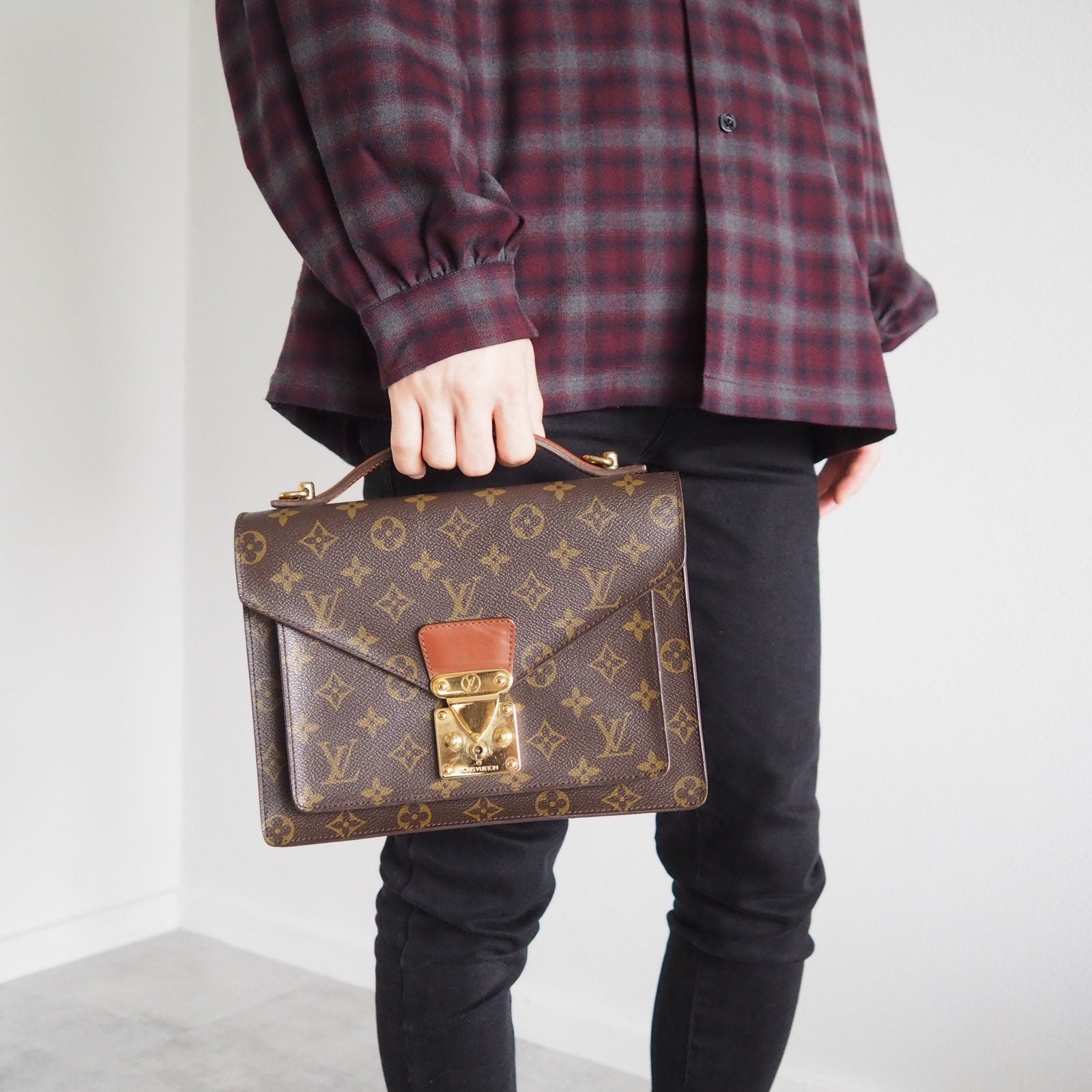 LOUIS VUITTON Monogram Monceau 2way Hand shoulder Bag M51185 Authentic