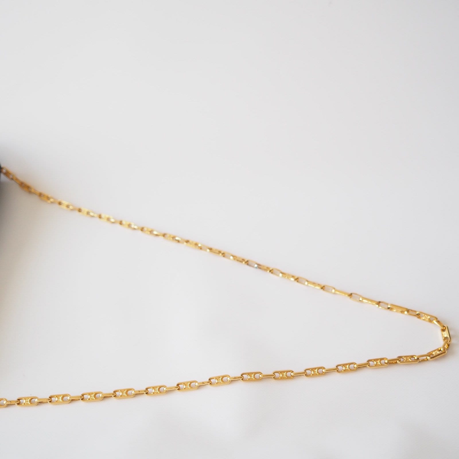 CELINE Sulky Metal Parts Chain Shoulder bag Calf leather Black GHW Authentic Vintage Classical