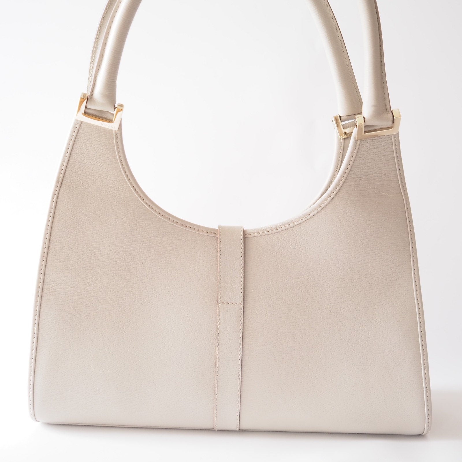 GUCCI Jackie Leather Shoulder Bag Beige Authentic