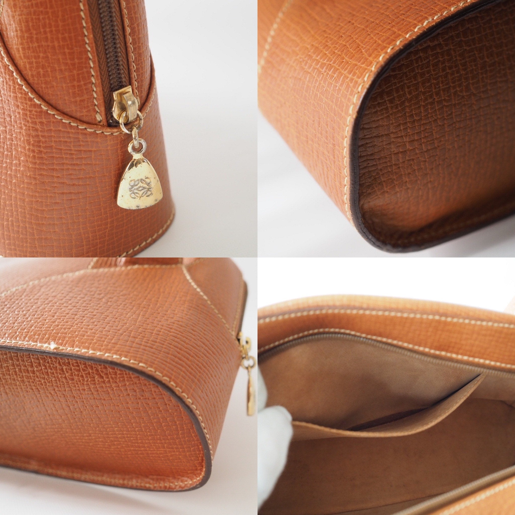 LOEWE Shoulder Bag Leather Brown With Pouch Vintage Authentic