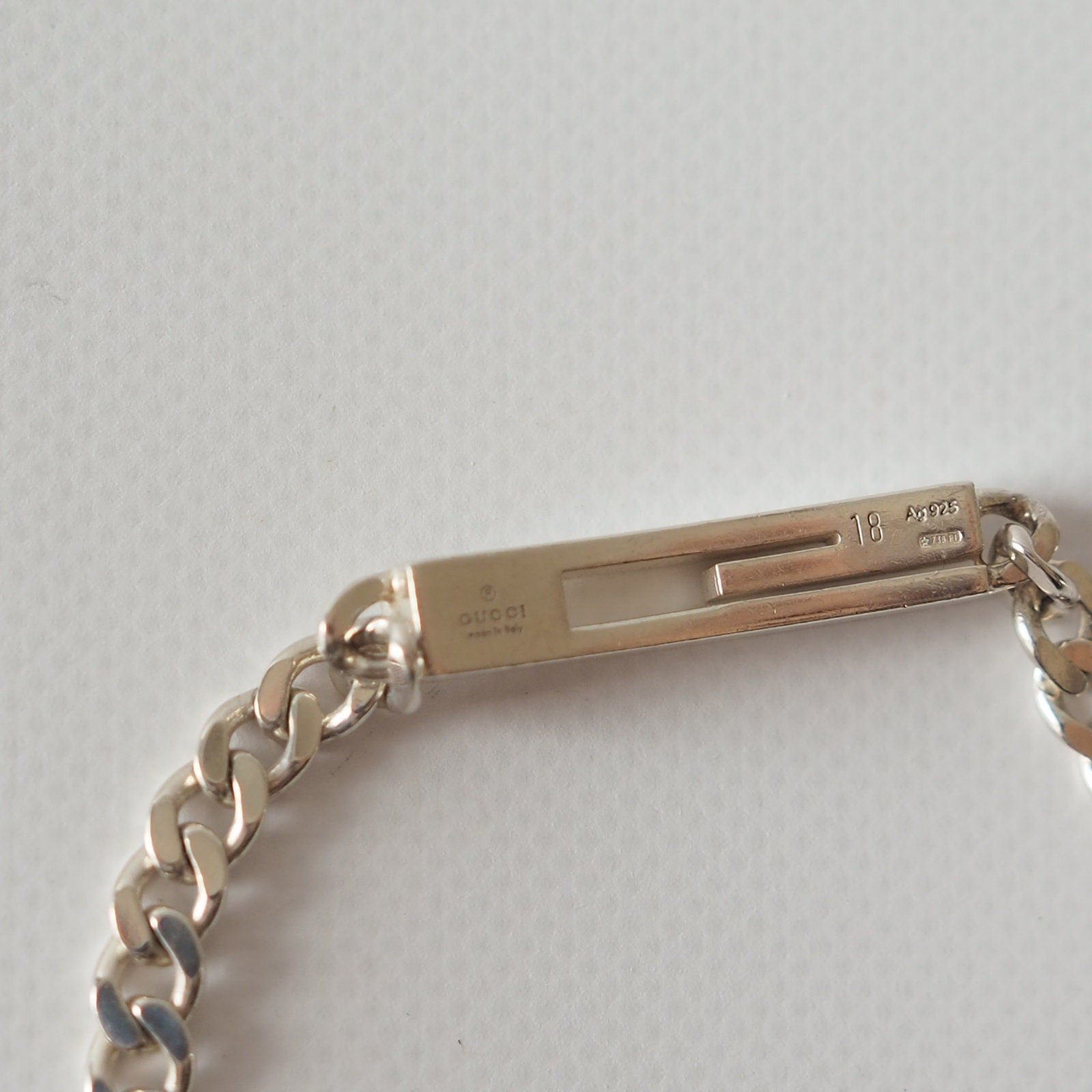 GUCCI Bracelet Chain Logo Vintage Silver ag925 Authentic