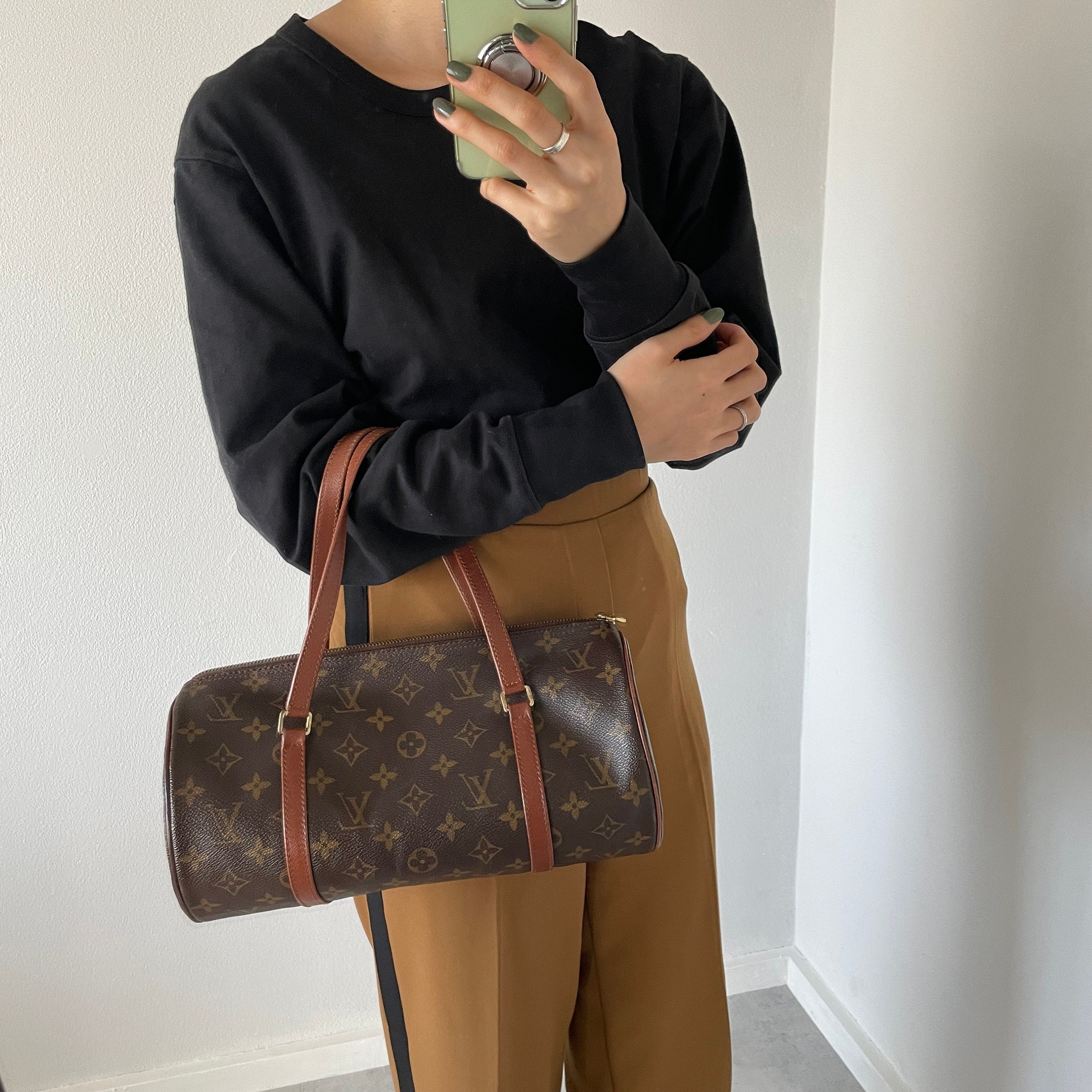 LOUIS VUITTON Monogram Papillon 30 Boston bag M51385 Brown Authentic