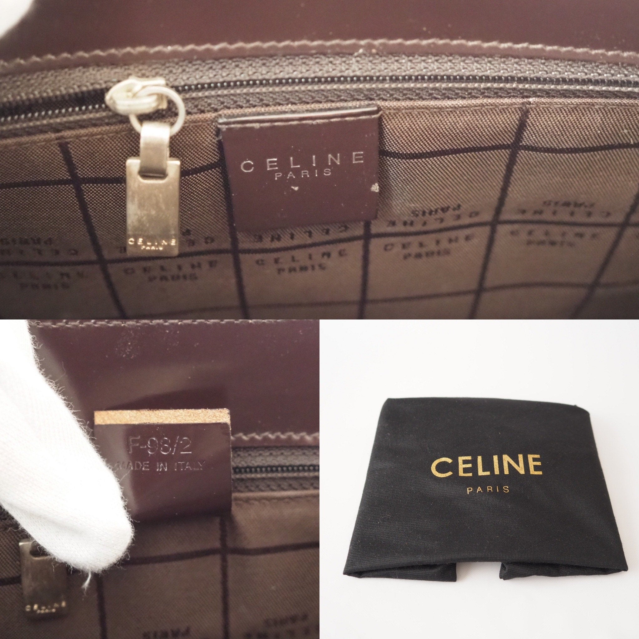 CELINE Macadam Shoulder Bag Horse hair Beige Vintage Authentic