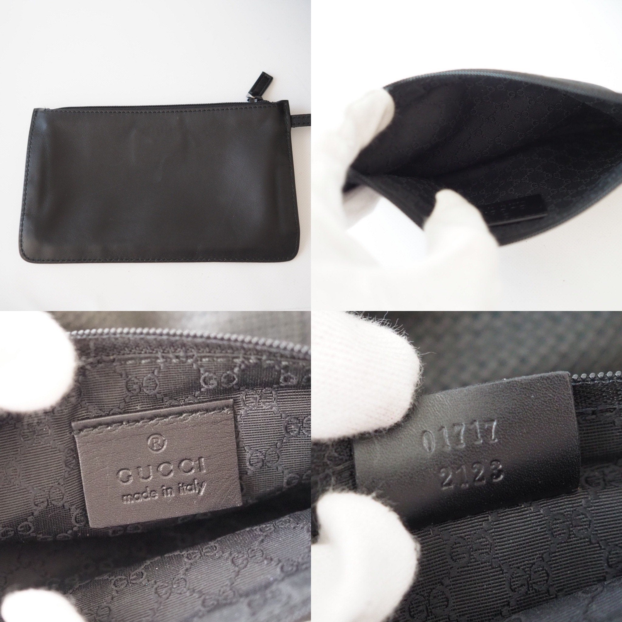 GUCCI Jackie Punching leather Shoulder Bag Black With Pouch Authentic