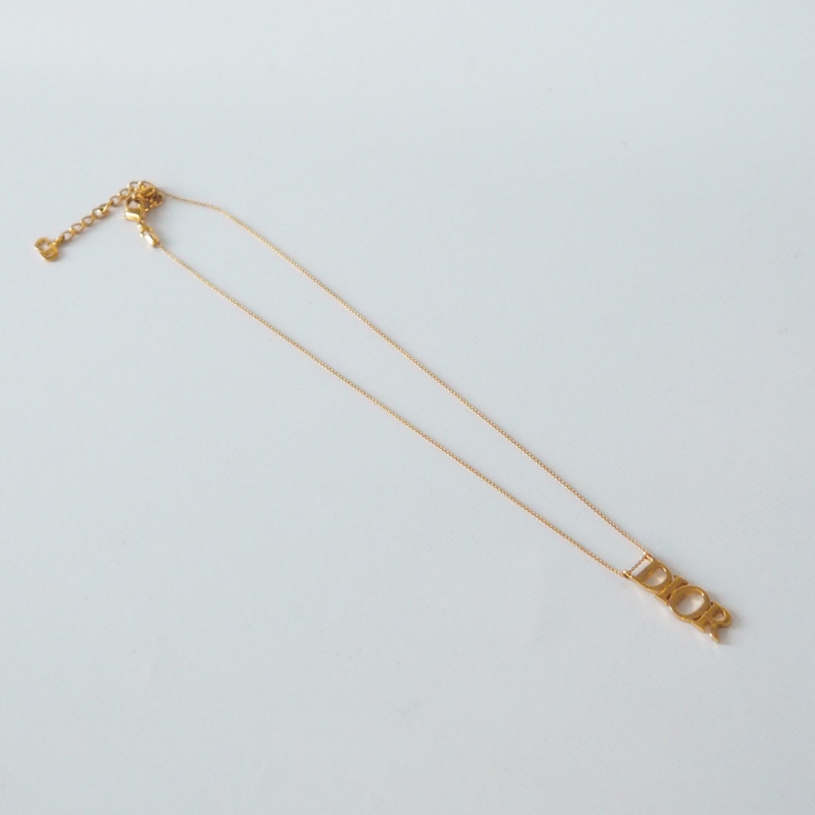 Christian Dior Necklace CD Logo Vintage Metal Gold Authentic