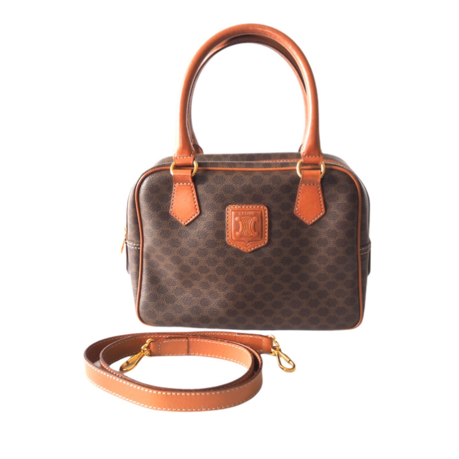 CELINE Macadam 2way Shoulder Hand Bag Authentic Vintage Classical