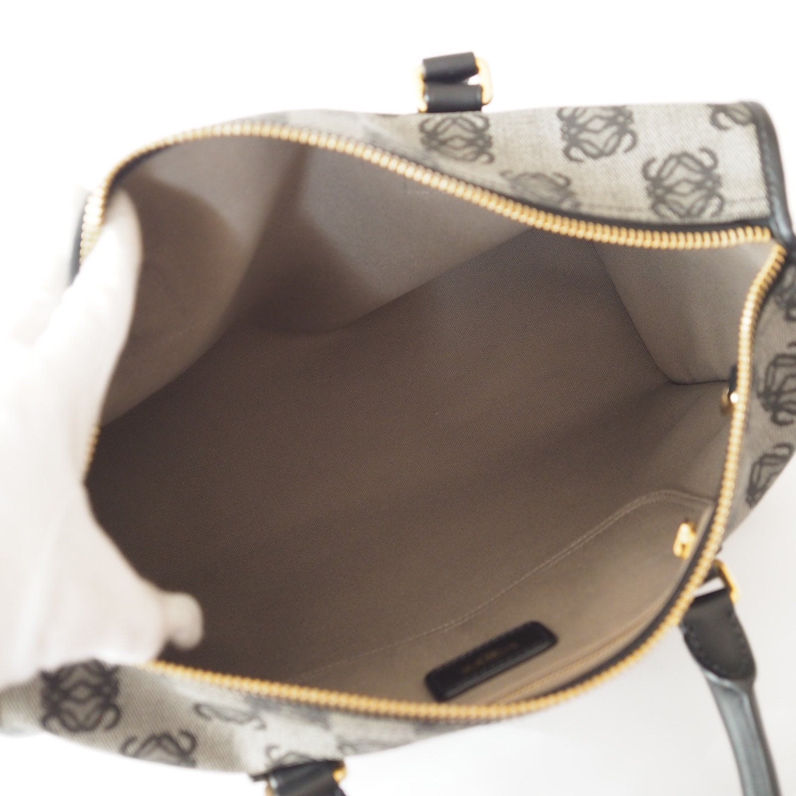 LOEWE Amazona 35 Anagram Hand Boston Bag Black Authentic