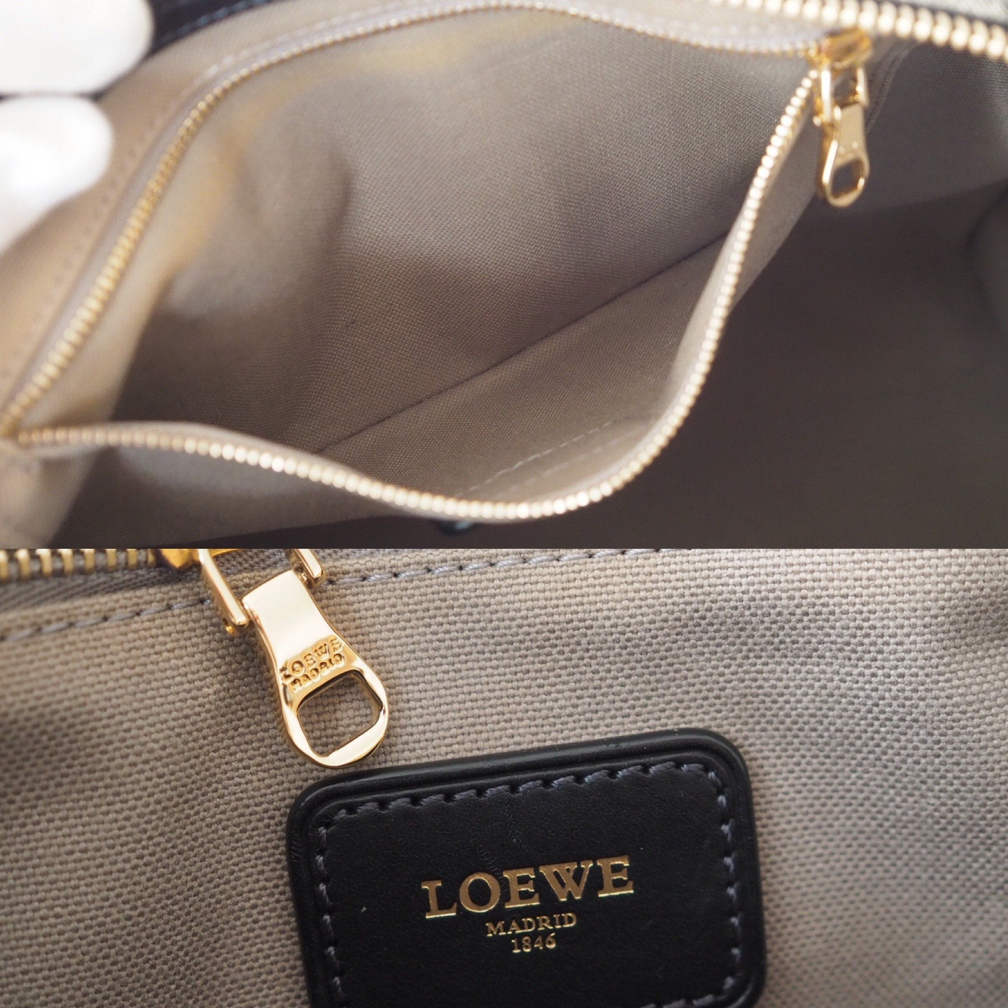 LOEWE Amazona 35 Anagram Hand Boston Bag Black Authentic