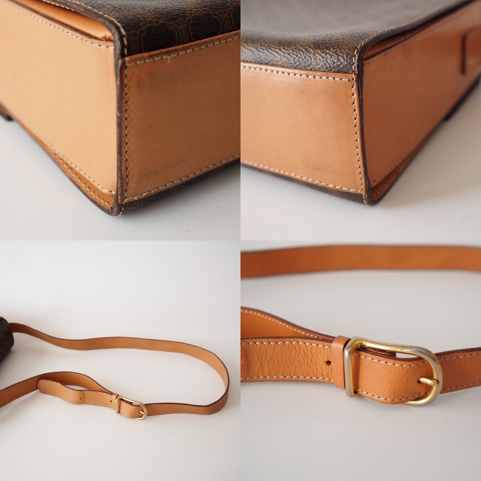 CELINE Macadam Circle Metal Shoulder Bag Authentic Vintage Classical